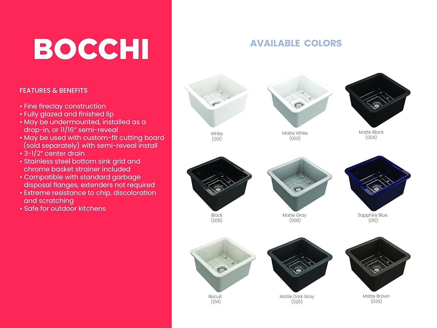 BOCCHI 18'' L Fireclay Kitchen Sink 1359-004-0120