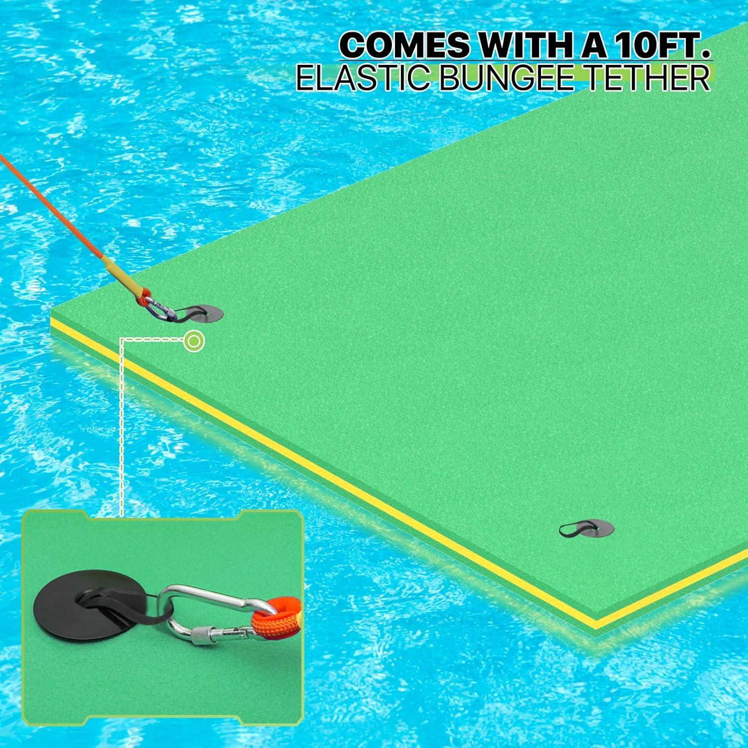 Bring Home Furniture 18x6 ft Floating Mat 10ft Bungee & Storage Straps 1500lb Capacity UV-Resistant XPE Foam Hi-Vis Safety​​