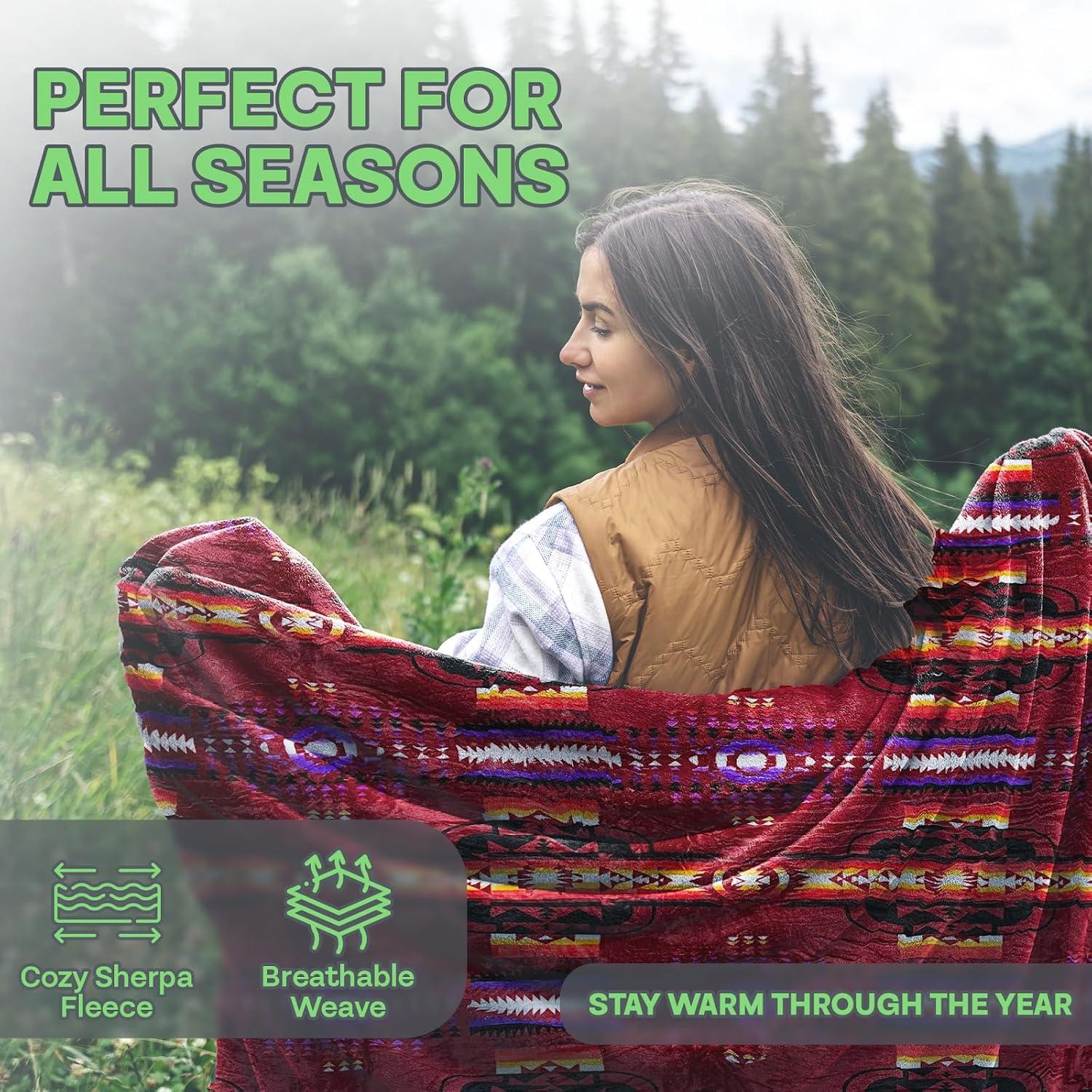 WW Sheets Luxuriously Cozy, Super Warm & Soft Aztec Bed Blanket, Southwestern Style Throw Blanket
