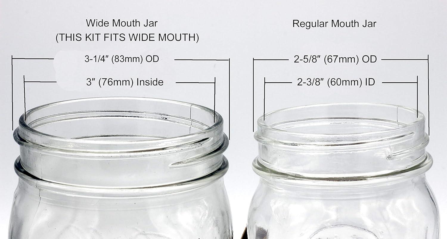 Black DIY Mason Jar Lamp Conversion Kit with Wide Mouth Lid