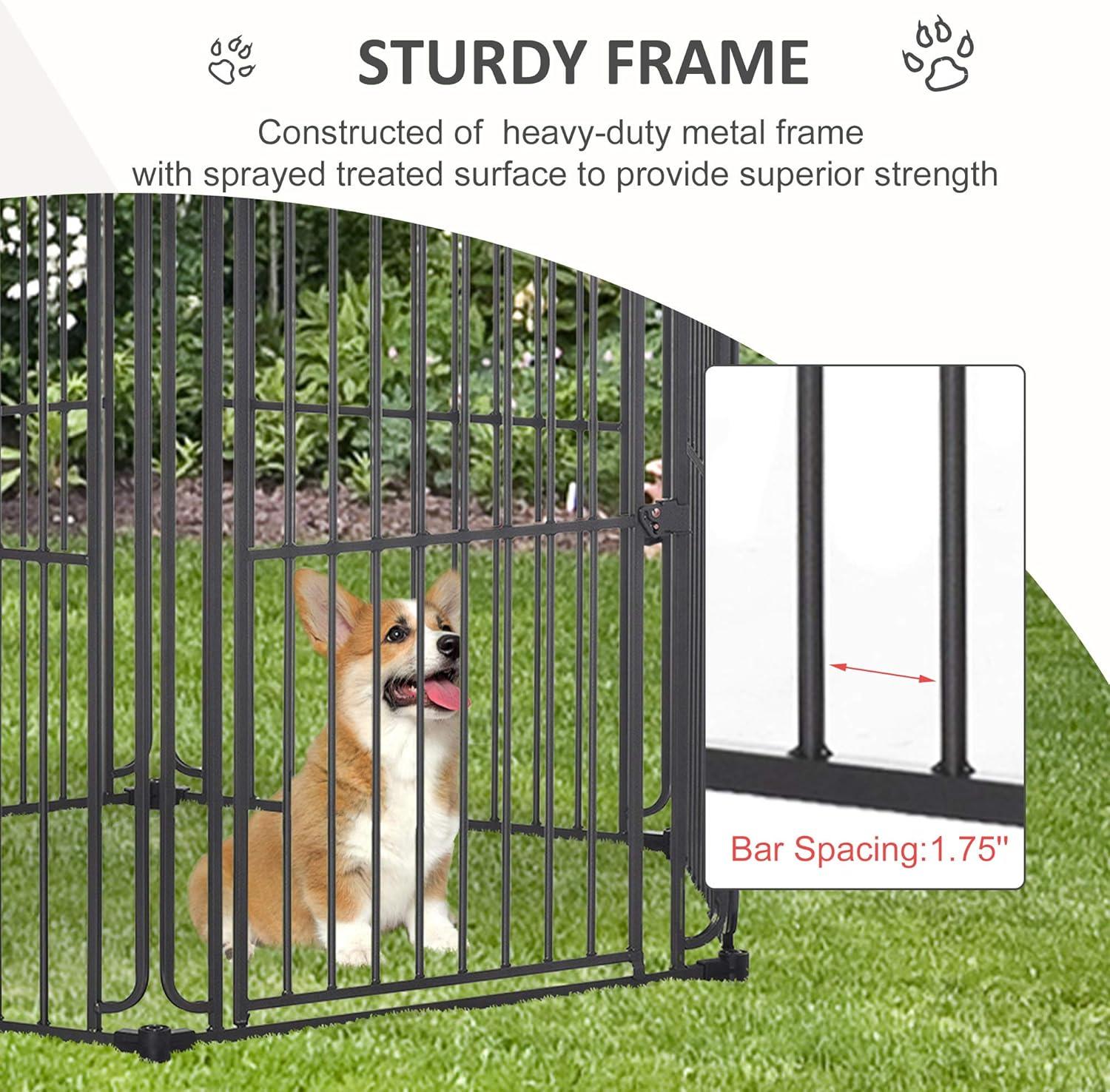 PawHut Heavy-Duty Outdoor Pet Cage Kennel with Weather-Resistant Polyester Roof, Locking Door, & Metal Frame