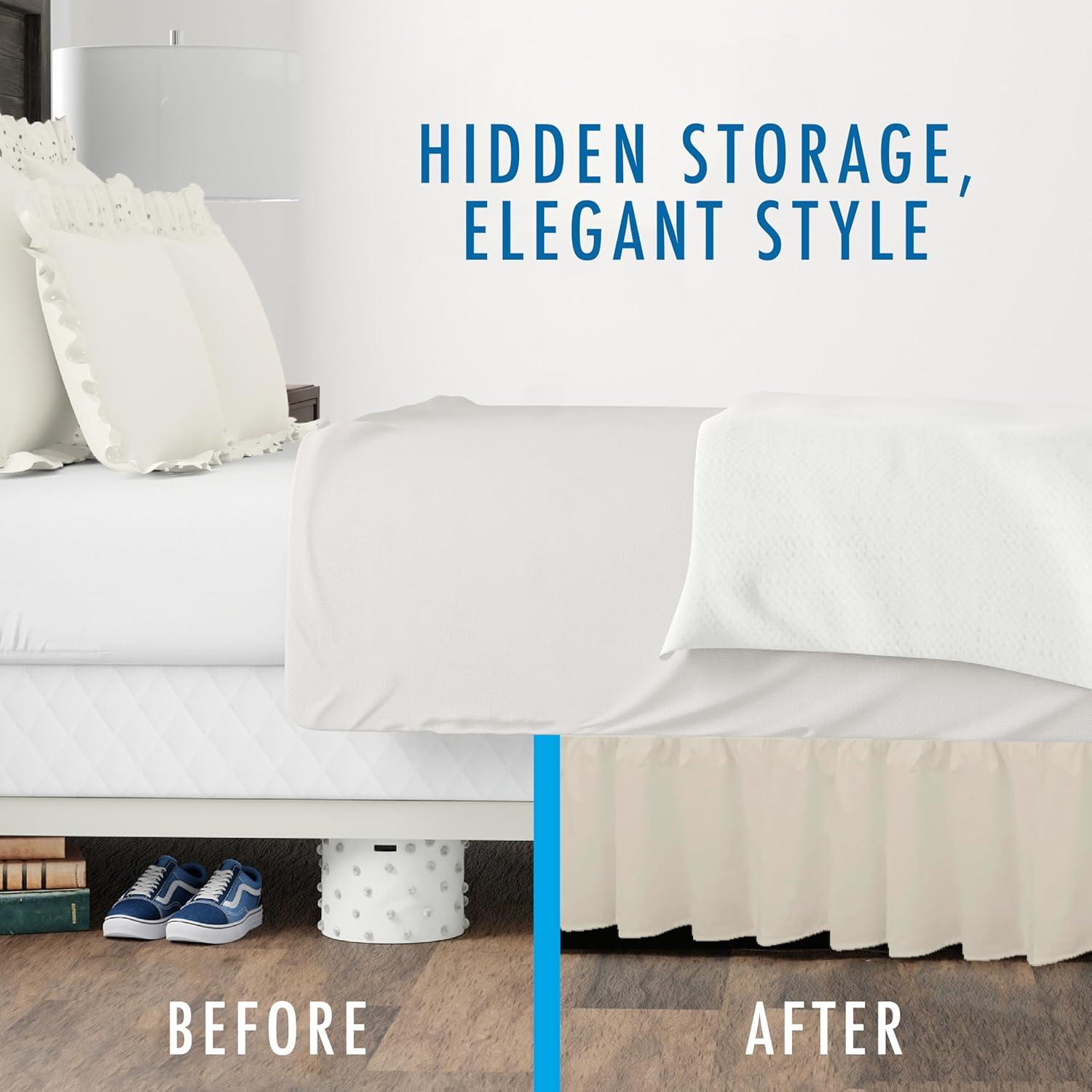 Fresh Ideas Fresh Ideas Ruffled Poplin Bed Skirt, 14" Drop Length