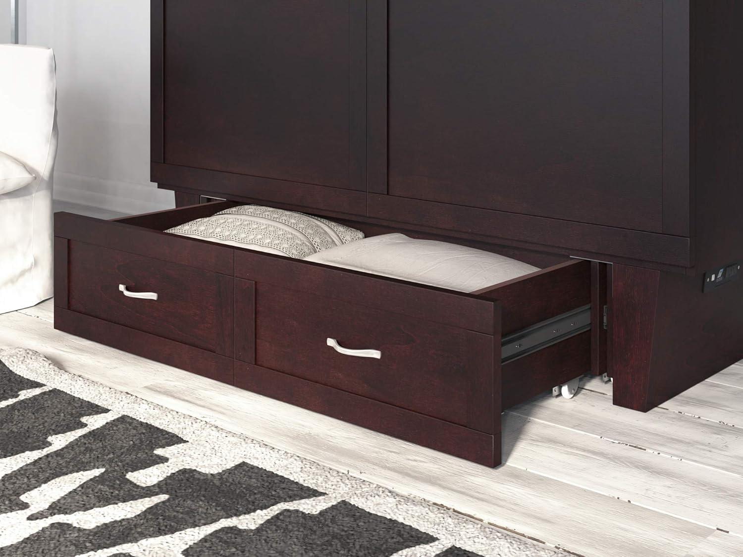 Monroe Murphy Bed Chest Queen Espresso with Charging Station