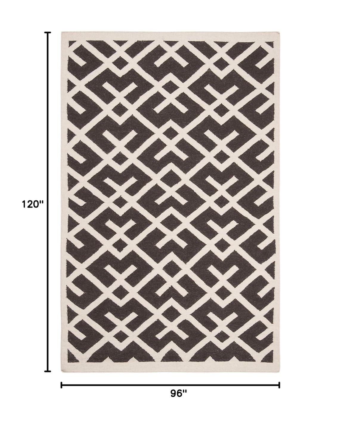 Handmade Geometric Black/Ivory Wool Area Rug 8' x 10'