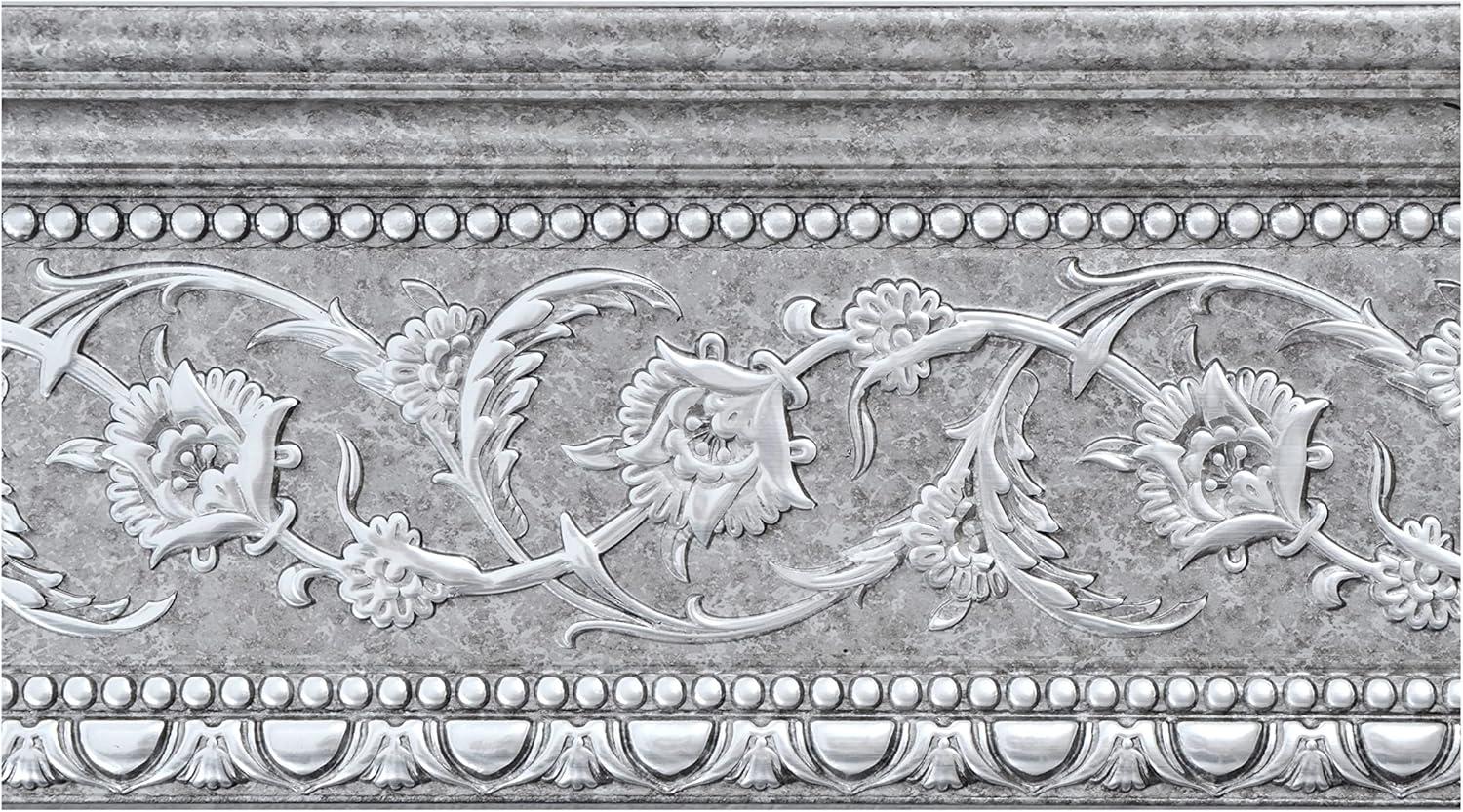 Grey and Silver Floral Polystyrene Crown Molding Set