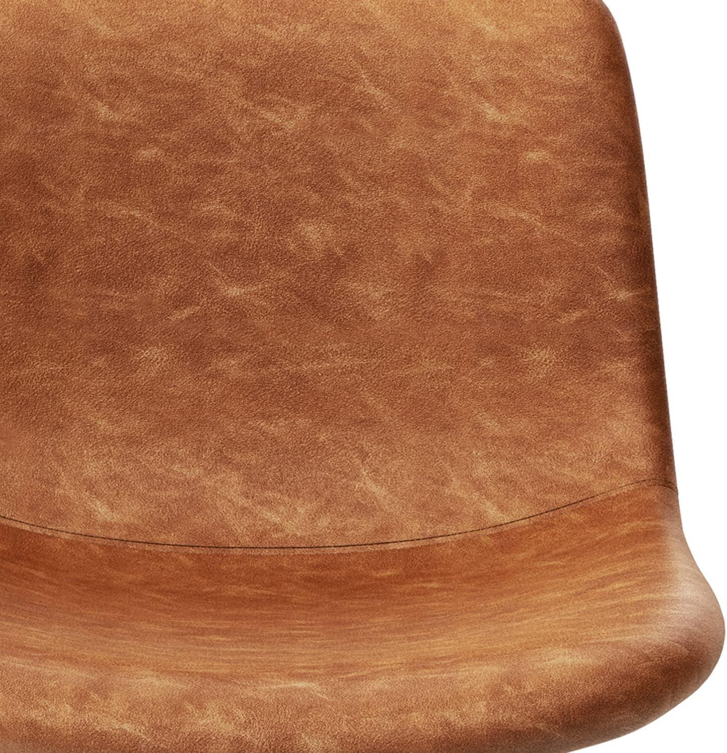 Simpli Home Jolie Upholstered Vegan Faux Leather Contemporary Counter Stool with Padded Bucket Seat and Footrest (Set of 2)