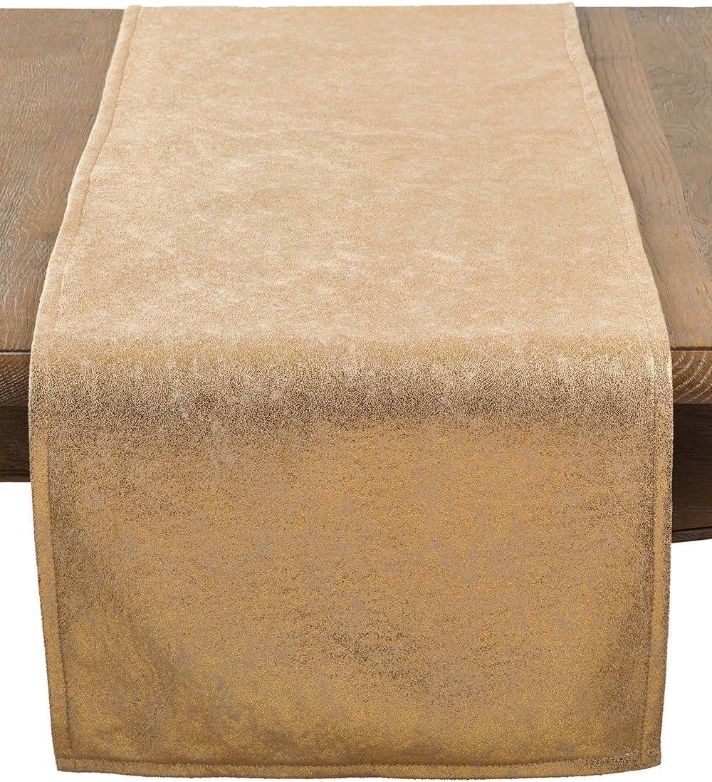 Gold Shimmer Solid Table Runner - Saro Lifestyle: Metallic Finish, Holiday Decor, 72" Length