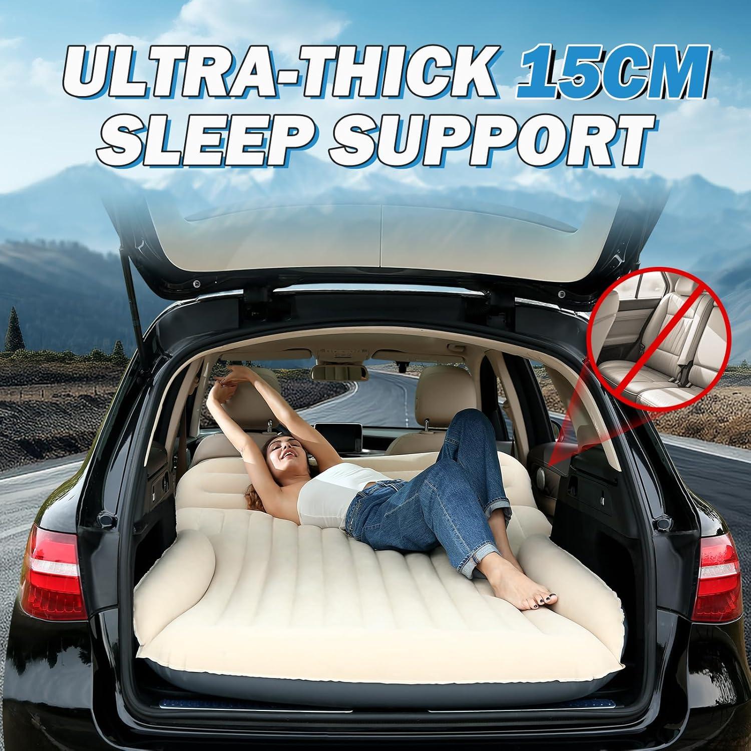 Car Bed with The Most Complete Sleeping Accessories|Leakproof Comfortable Durable Car Mattress|Built-in Pillow with Pump Air Mattress|for SUV Minivan Mpv Road Trip Inflatable Bed