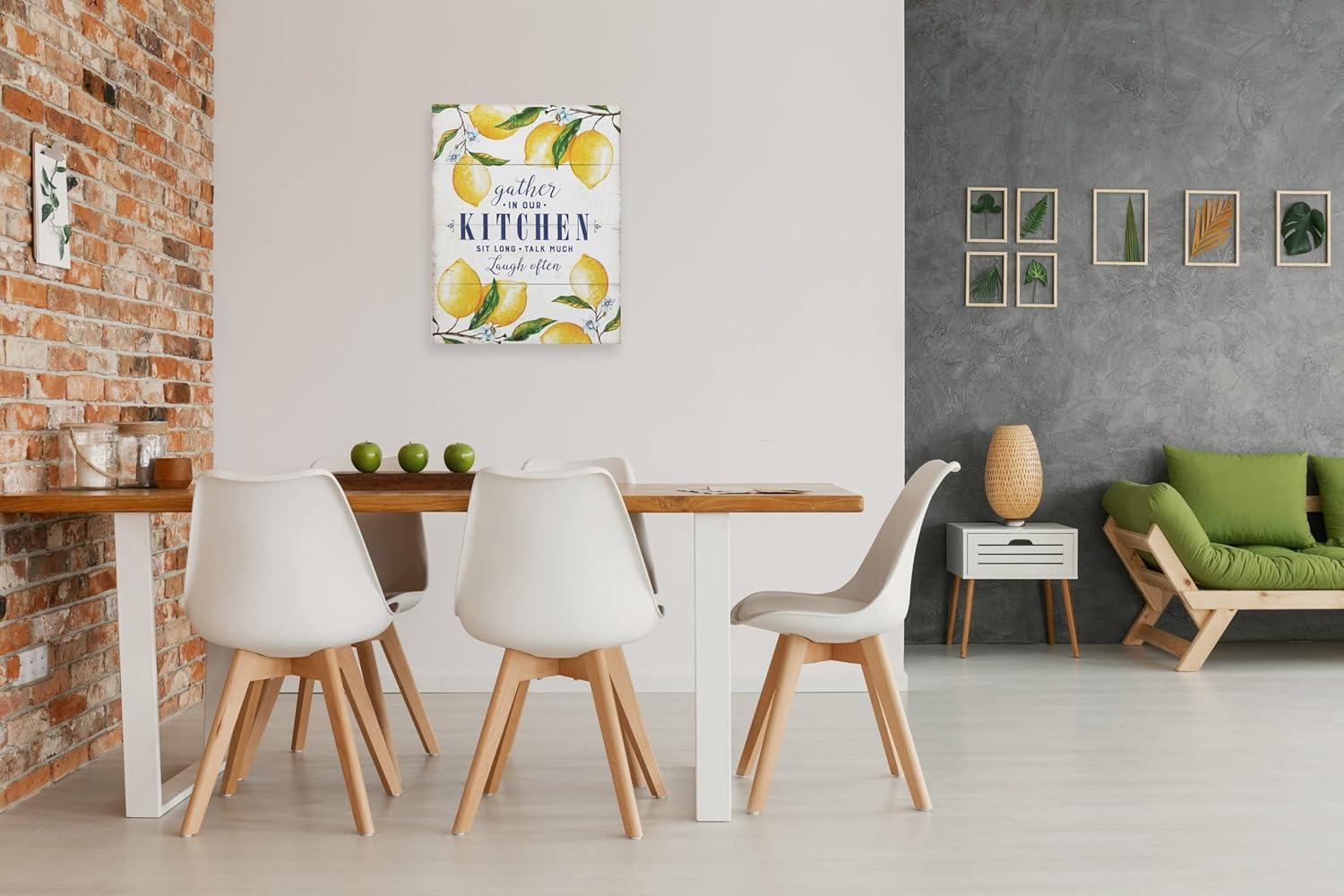 Creative Co-Op "Gather in Our Kitchen…" Wood Wall Décor with Lemons