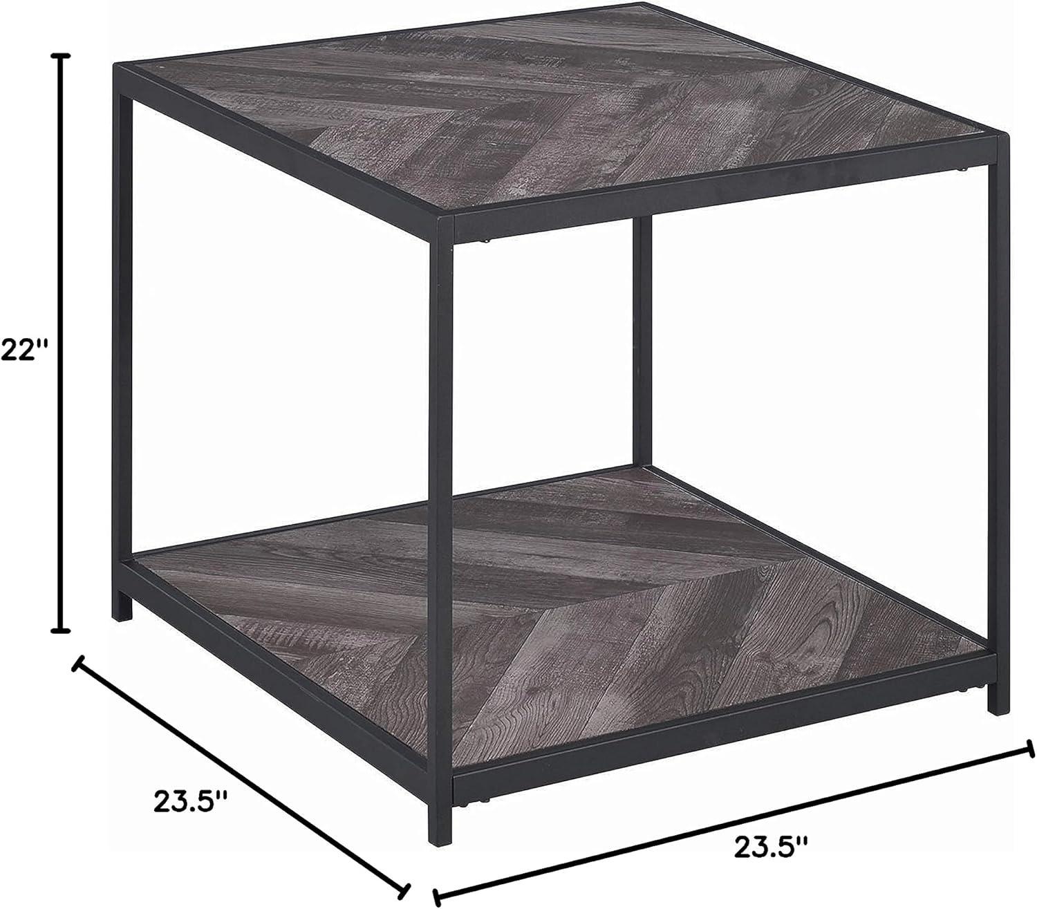 Beckley Wood End Table Gray Herringbone/Black - Coaster