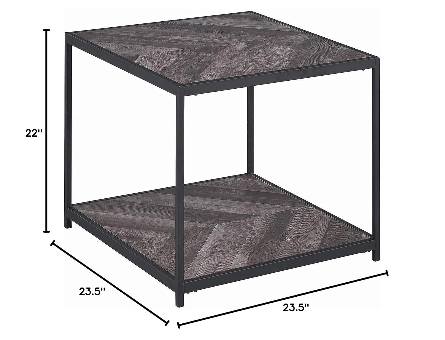 Beckley Wood End Table Gray Herringbone/Black - Coaster