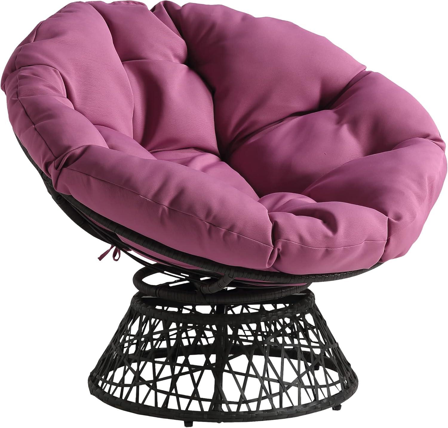 Papasan Chair with Purple cushion and Gray Wicker Resin Frame