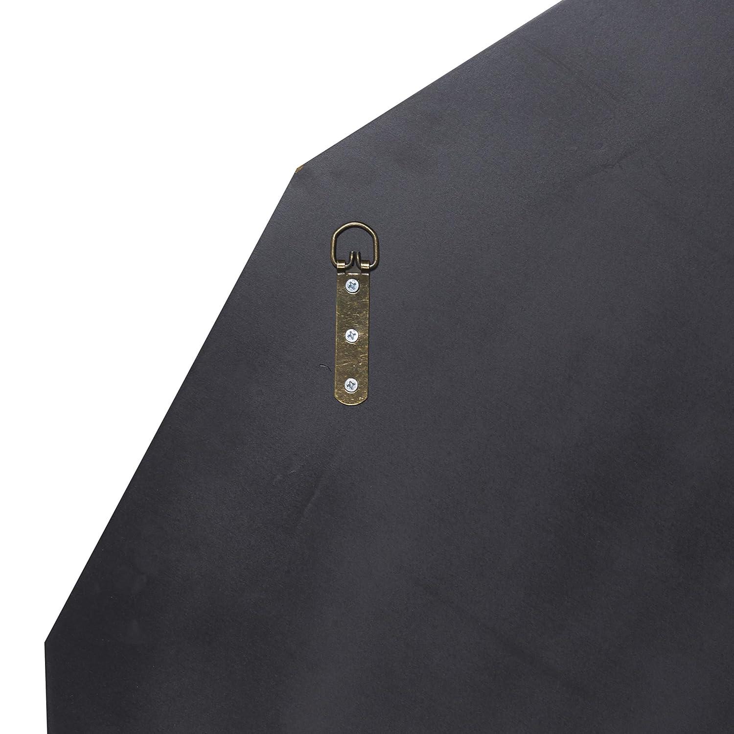 DecMode Glam Glass Silver Round Wall Mirror with Triangular Patterns, 40"D