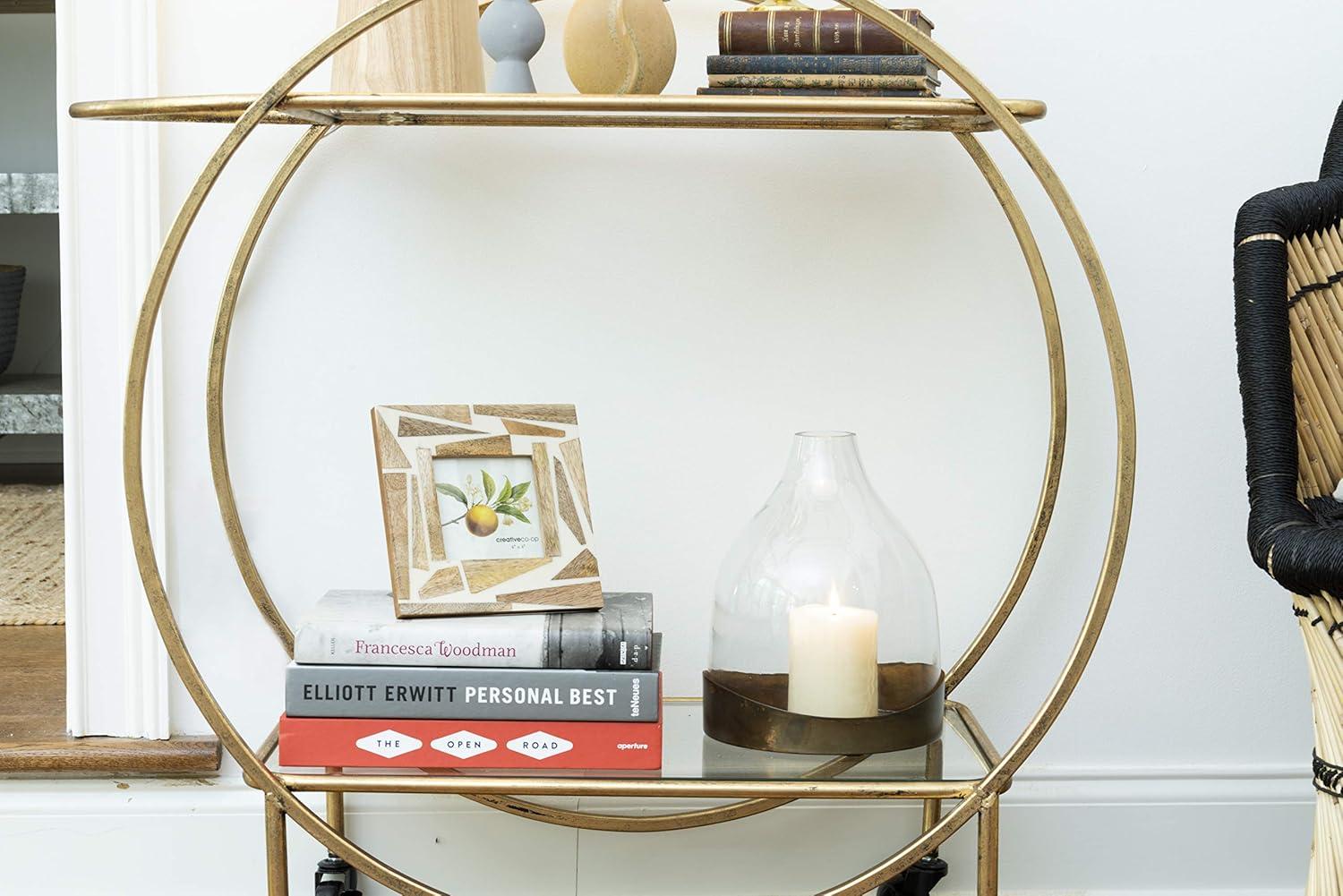 10" x 7" Glass Cloche with Metal Antique Copper Finish Trays Brass - Storied Home: Vintage Display Dome, Elegant Terrarium