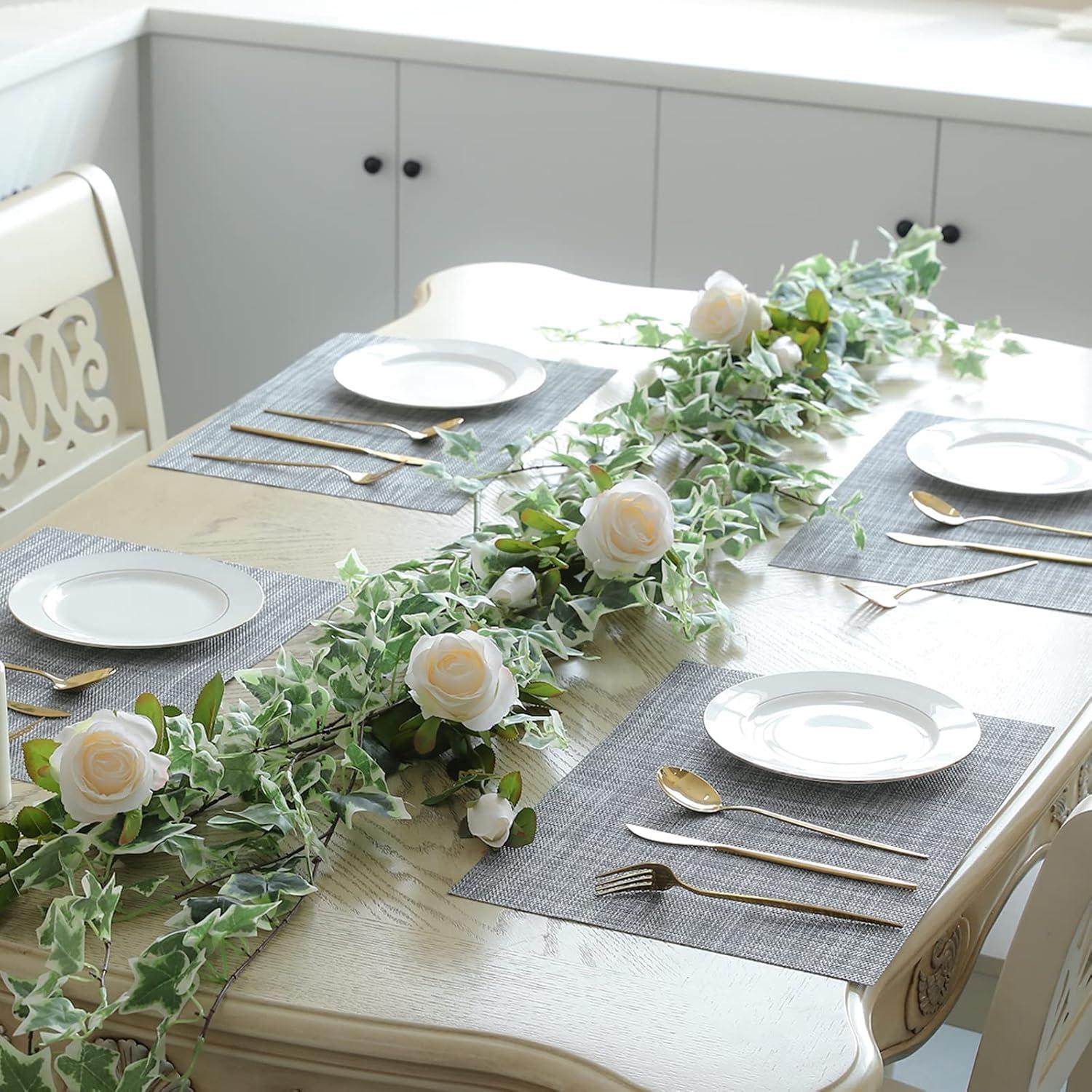 3 Strands Odorless Artificial Ivy Vines Kit, 71" Silk Ivy Garland with Green Leaves, Fake Hanging Plants Greenery Decoration for Bedroom, Windows, Walls, Wedding, Outdoor Decor (Green)