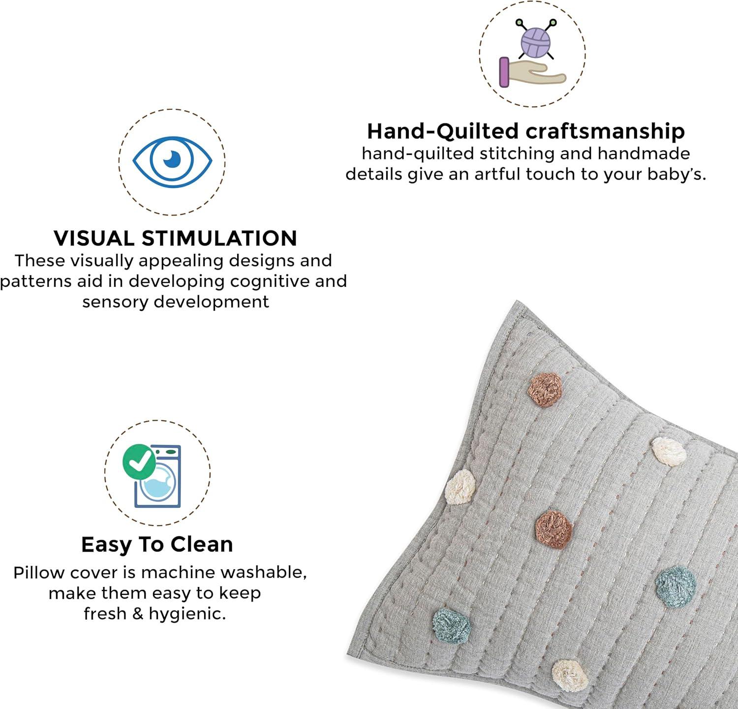 Crane Baby Rectangular Polka Dot 100% Cotton Accent Pillow Cover & Insert for Baby Nursery By