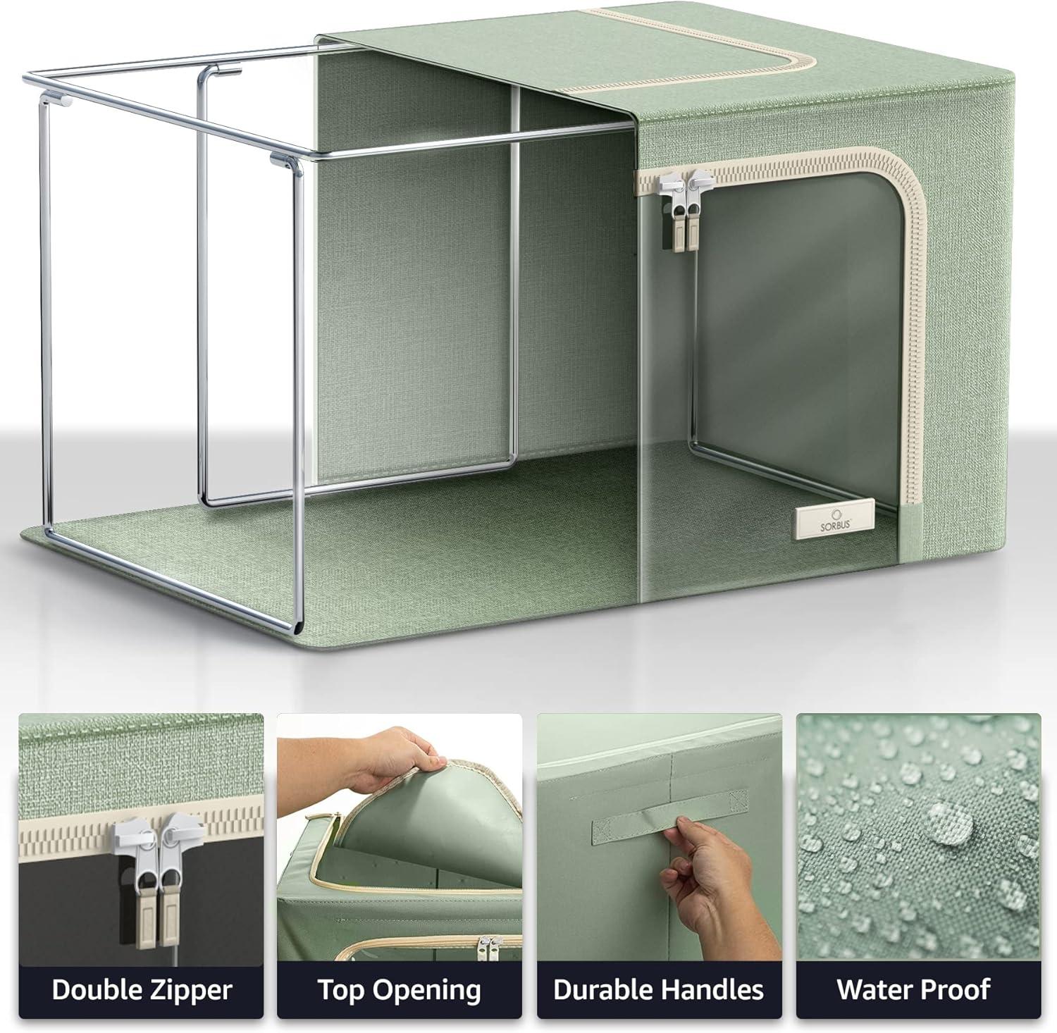 Green Collapsible Fabric Storage Cube with Clear Window