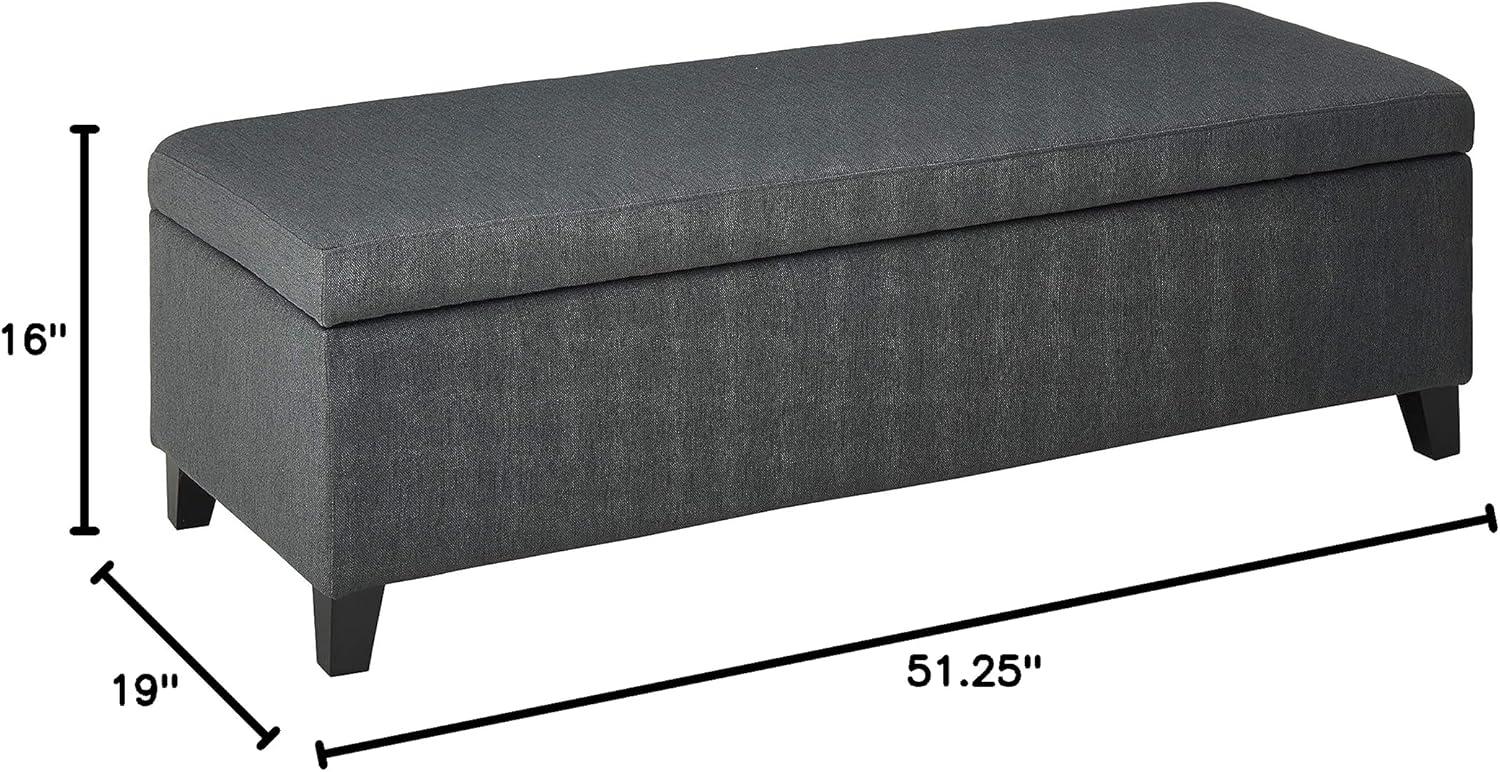 Dark Grey Birch Fabric Storage Ottoman with Legs