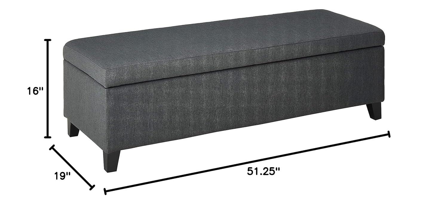 York Storage Ottoman Dark Gray - Christopher Knight Home: Upholstered, Rectangular, No Assembly Required