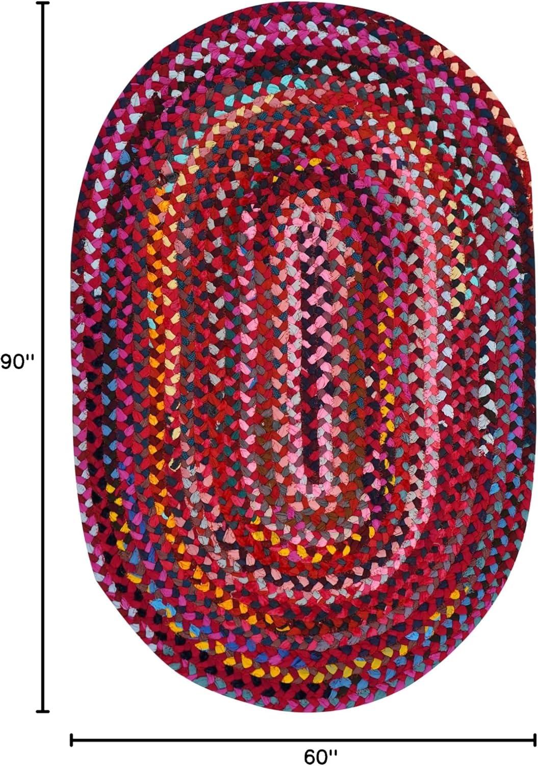 Homespice Chindi Rug 8x10' Made from Colorful Chindi Fabric, The Perfect Indoor and Handmade Chindi Rugs and Red Rug for Kids Room, Study Room, and Bedroom