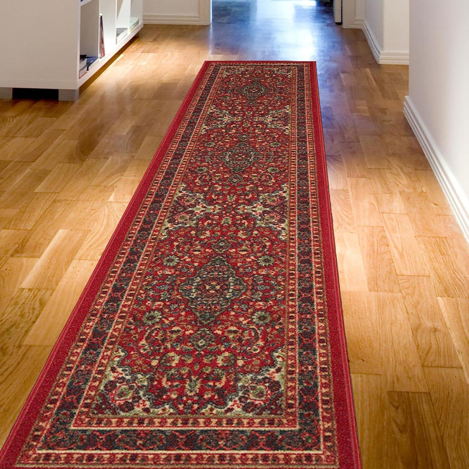 Ottohome Non-Slip Medallion Area Rug For Living Room, Hallway Runner, Entryway Rug, Seafoam Green