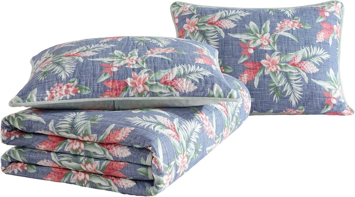 Tommy Bahama Floral Enchantment Quilt Set Blue