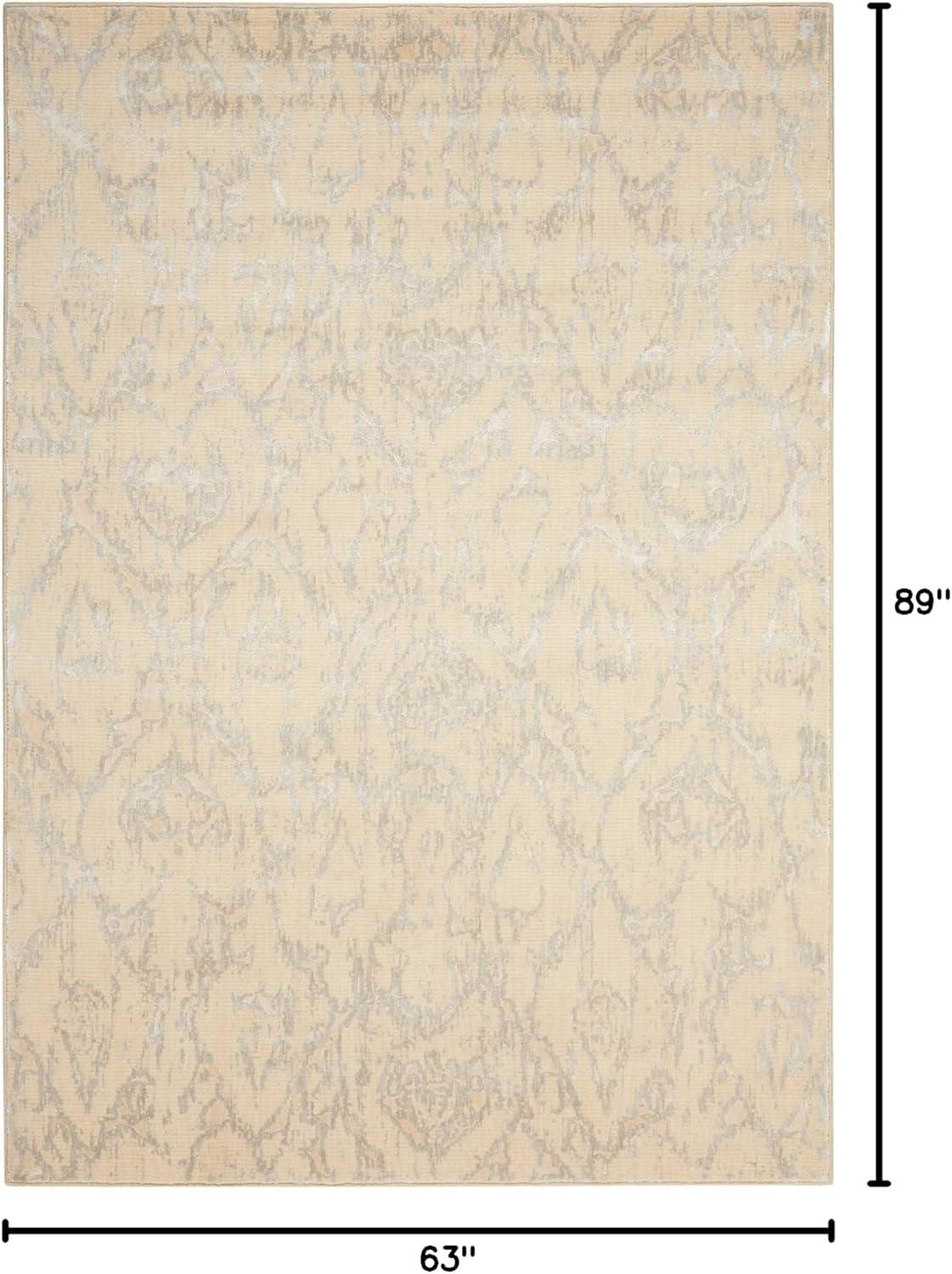 Handmade Bone and Grey Wool Viscose Area Rug 5'3" x 7'5"