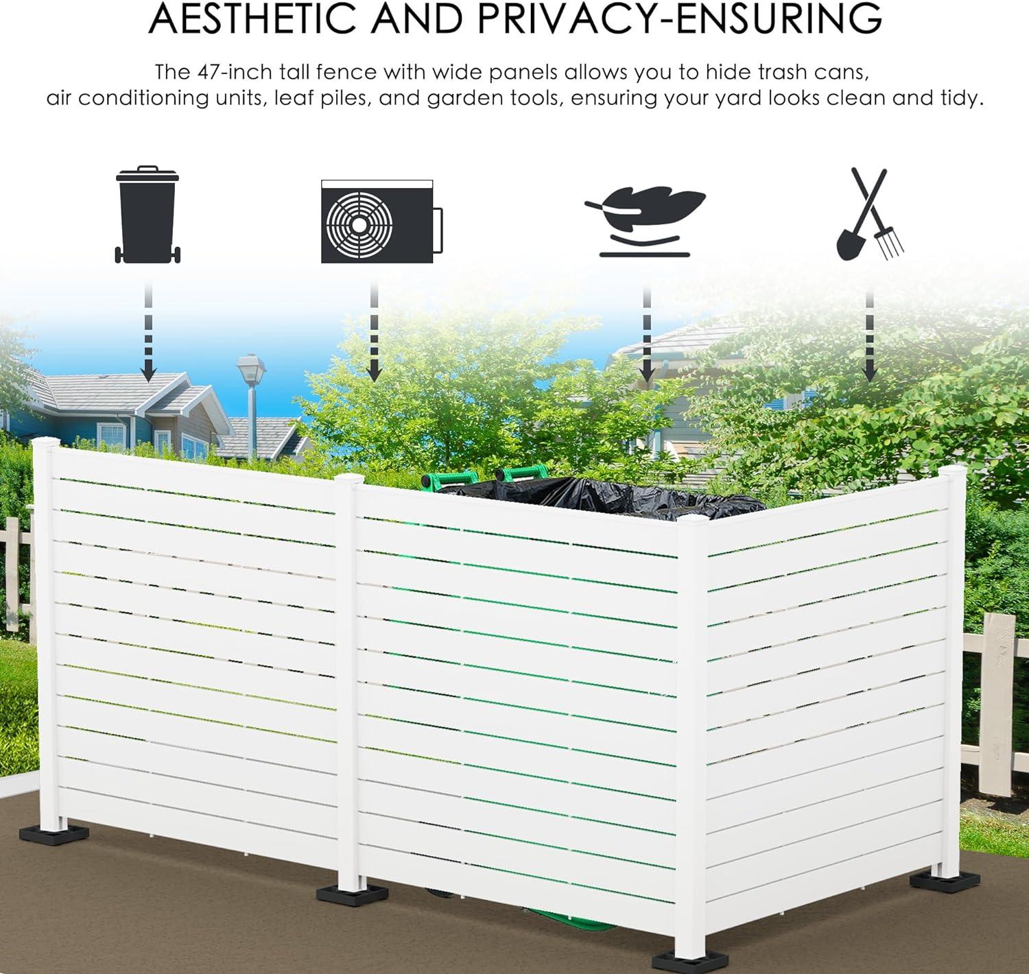 Kozyard 50"w X 47"h Outdoor Privacy Screens - Air Conditioner Fence Panels  (3 White Panels)