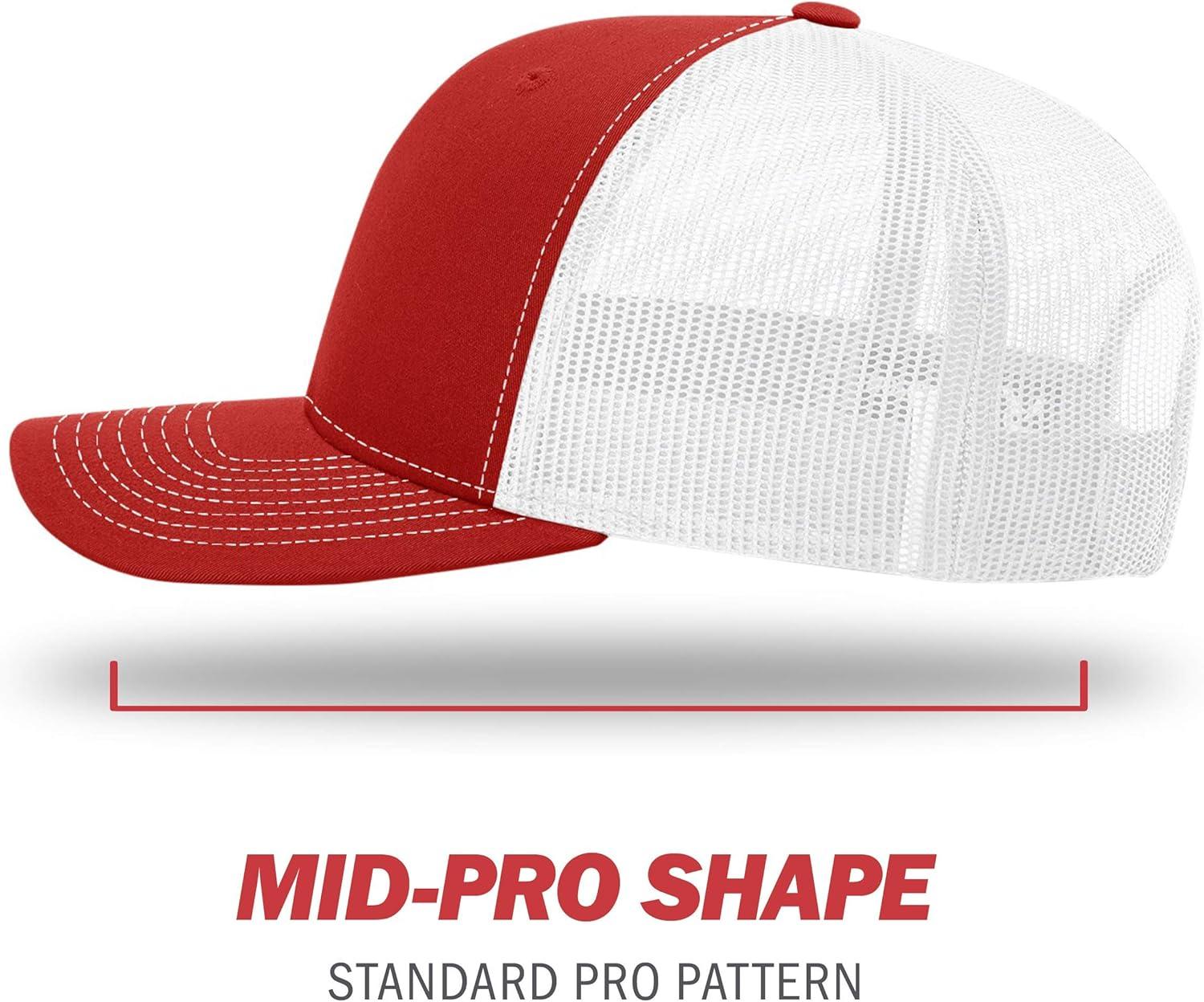 Richardson - Adjustable Snapback Trucker Cap - 112 - Red/ White - Size: OSFM