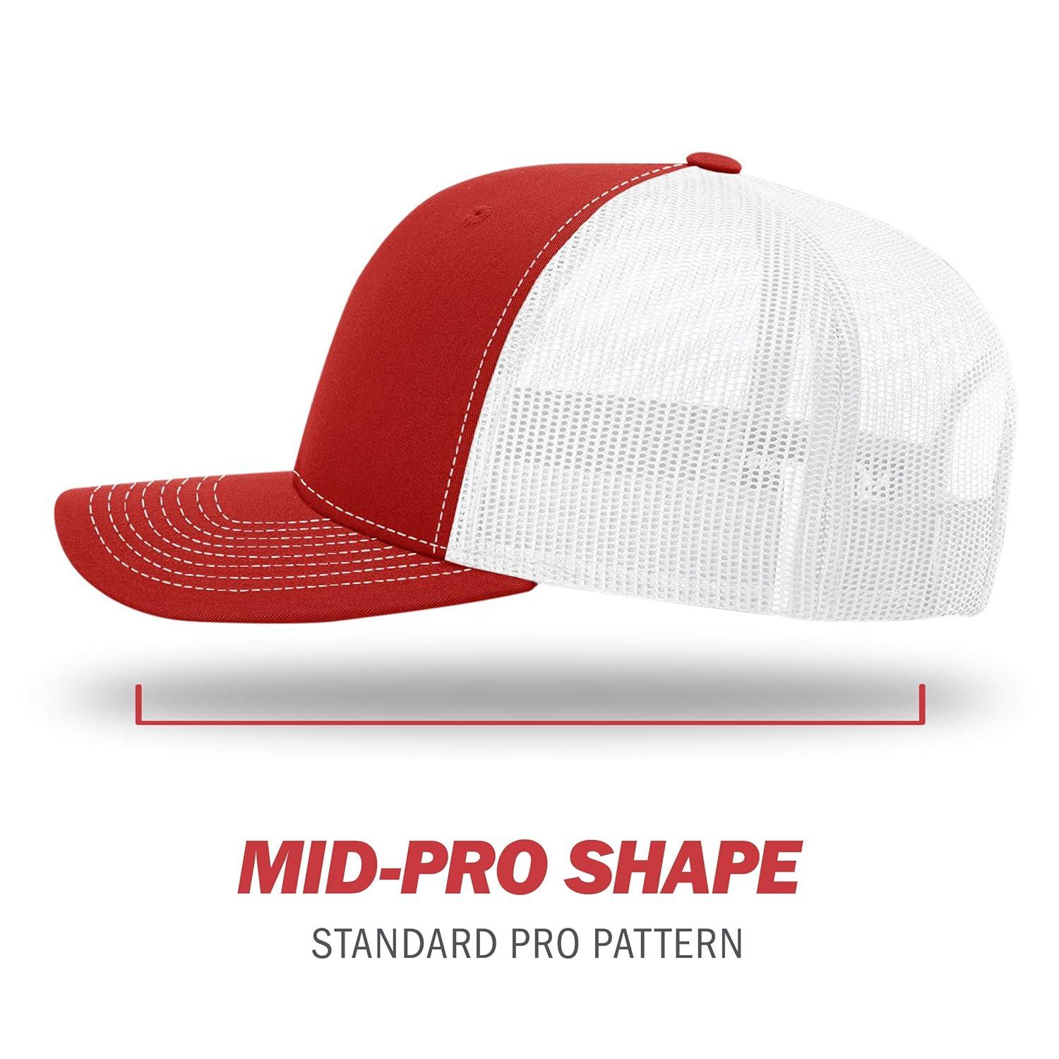 Richardson - Adjustable Snapback Trucker Cap - 112 - Red/ White - Size: OSFM