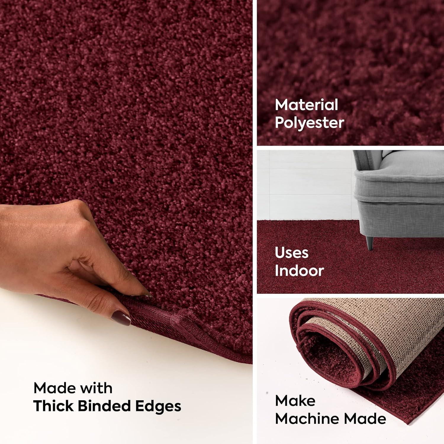 Furnish My Place Modern Plush Pet and Kids Friendly Solid Color Burgundy Area Rugs, Stain & Fade Resistance, Made in USA, Perfect for Living Room, Dining Room, Bedroom, Playroom and Kidsroom, Event, Wedding Rug