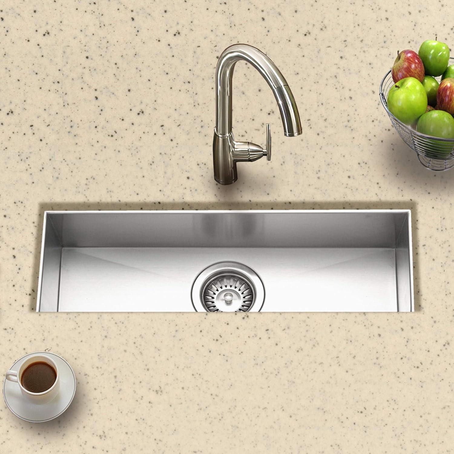 Houzer Contempo Trough 23 in Stainless Steel Undermount Single Bowl Bar Sink with Strainer and Grid - CTB-2385