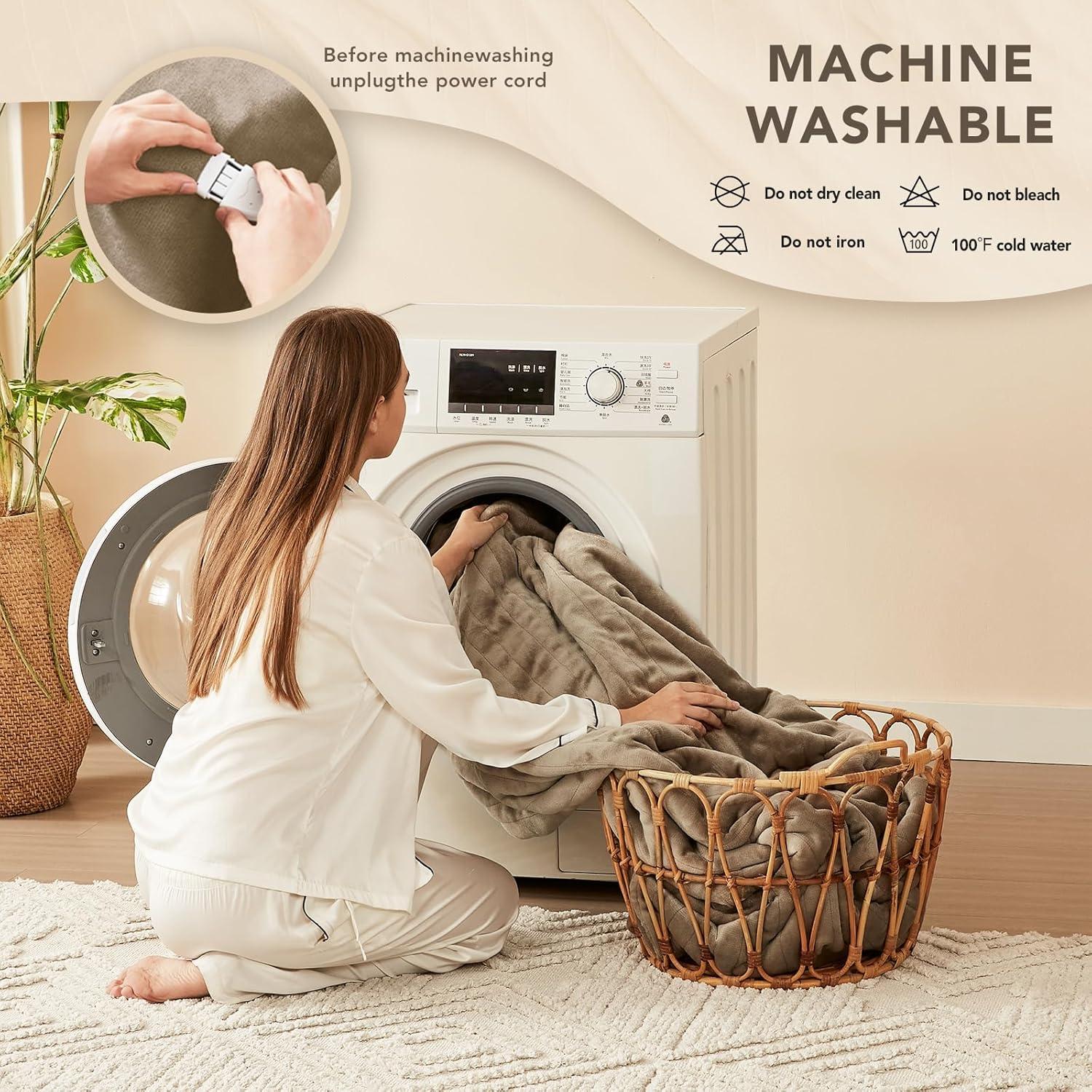 Homemate Electric Heated Blanket Throw - 50"x60" Heating Blanket Throw Size 1/2/4/6/8 Hours Auto-off 10 Heat Level Heat Blanket Over-heat Protection Flannel Sherpa Big Heater Blanket ETL Certification