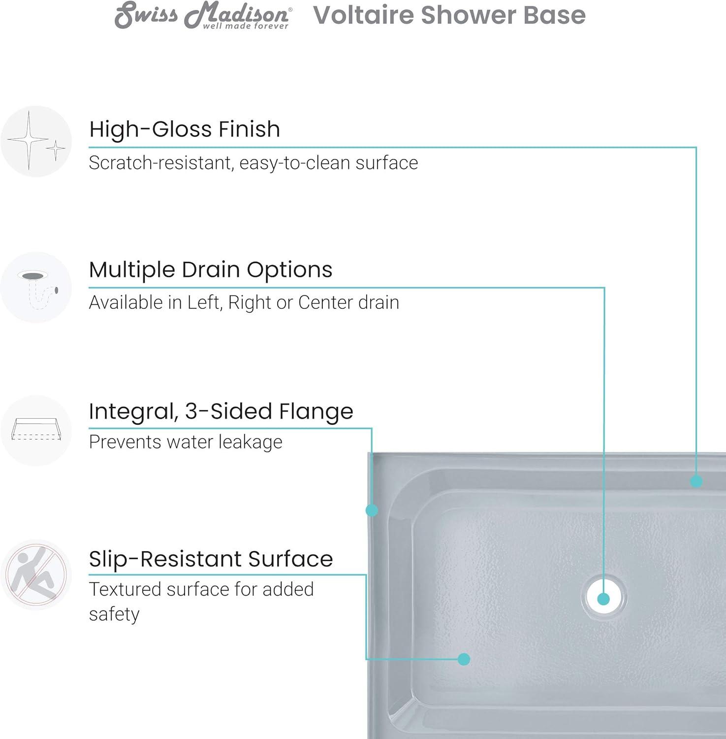 Voltaire 48" x 36" Single-Threshold, Shower Base