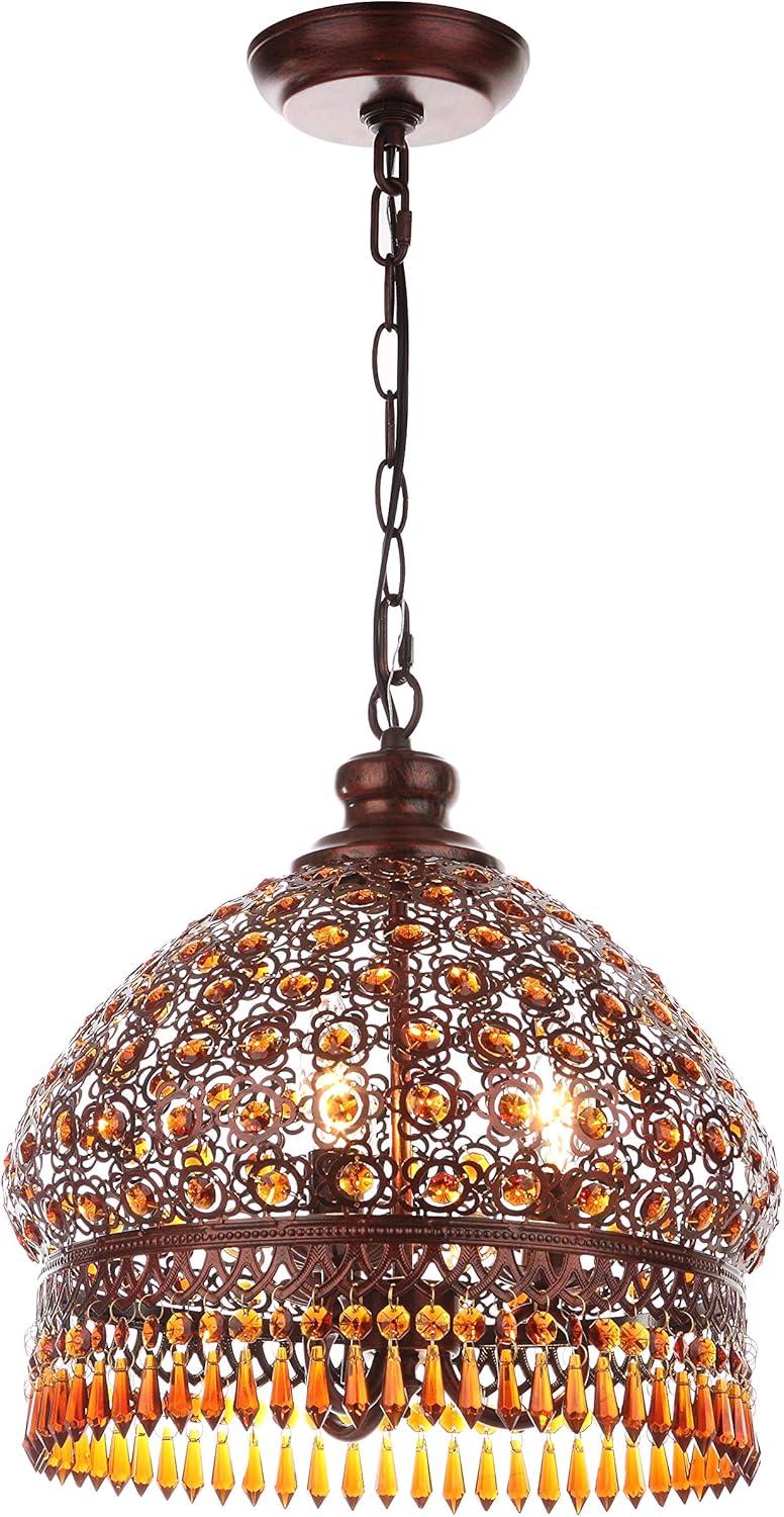 Sultan Jeweled Pendant Lamp - LIT4496 - Dark Brown - Safavieh