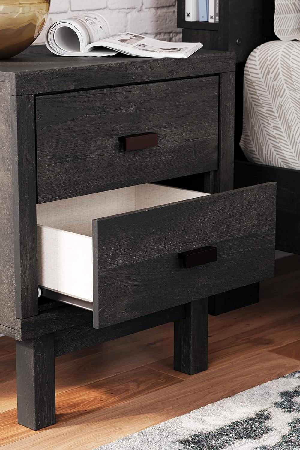 2 - Drawer Nightstand in Black