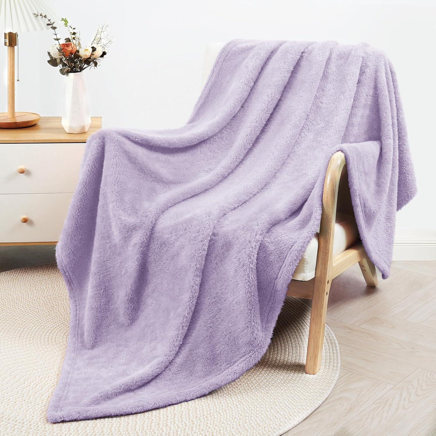 Whale Flotilla Extra Large Fleece Throw Blanket 50x70 Inch, Super Plush and Soft 300GSM Blankets for All Season, Fluffy and Lightweight, Lilac