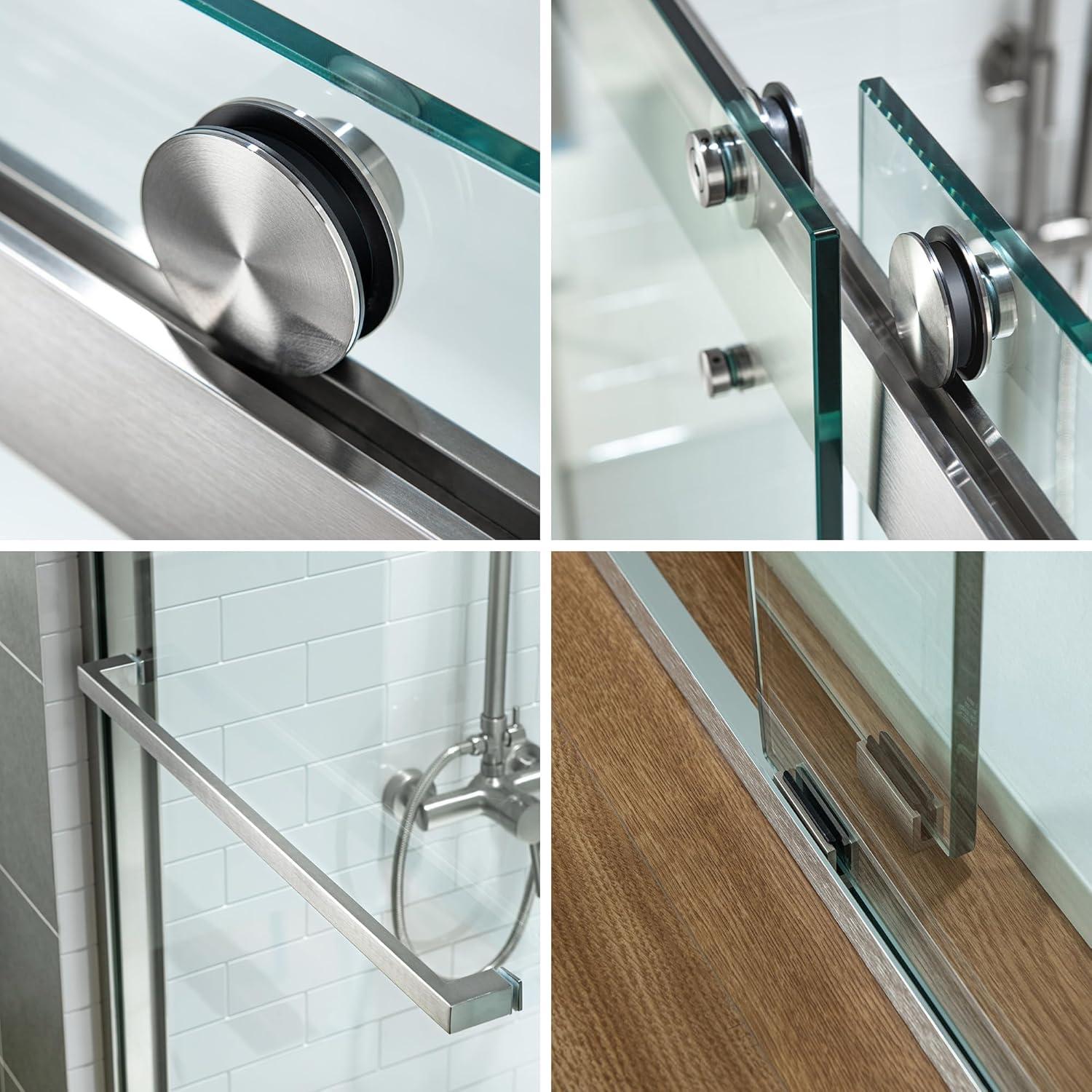 WoodBridge 56-60x76" Double Sliding Shower Door with 3/8" Thickened Upgrade Tempered Glass | Stainless Steel Hardware | Safe, Explosion-Resistant, Clear & Stylish, Sturdy & Durable  SDD6076-B