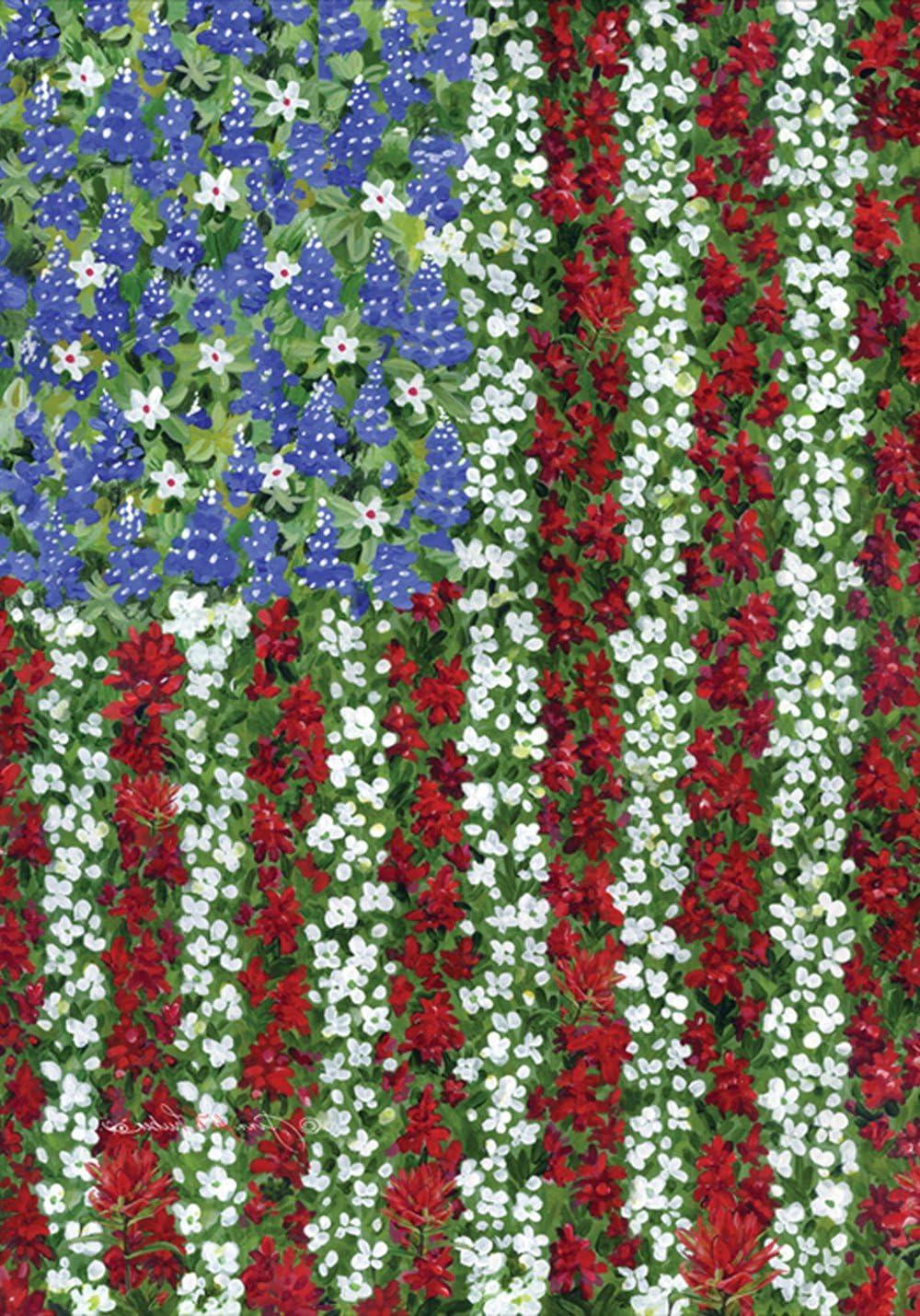 Toland Home Garden Field Of Glory Flower Patriotic Flag Double Sided 28x40 Inch