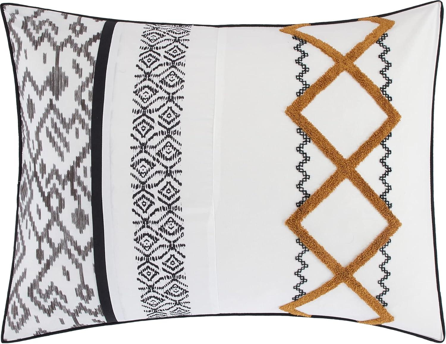 Lanco Luxury Black Gold Comforter Set California King Size , 7 Piece Terry embroidery, All Season Bedding Set