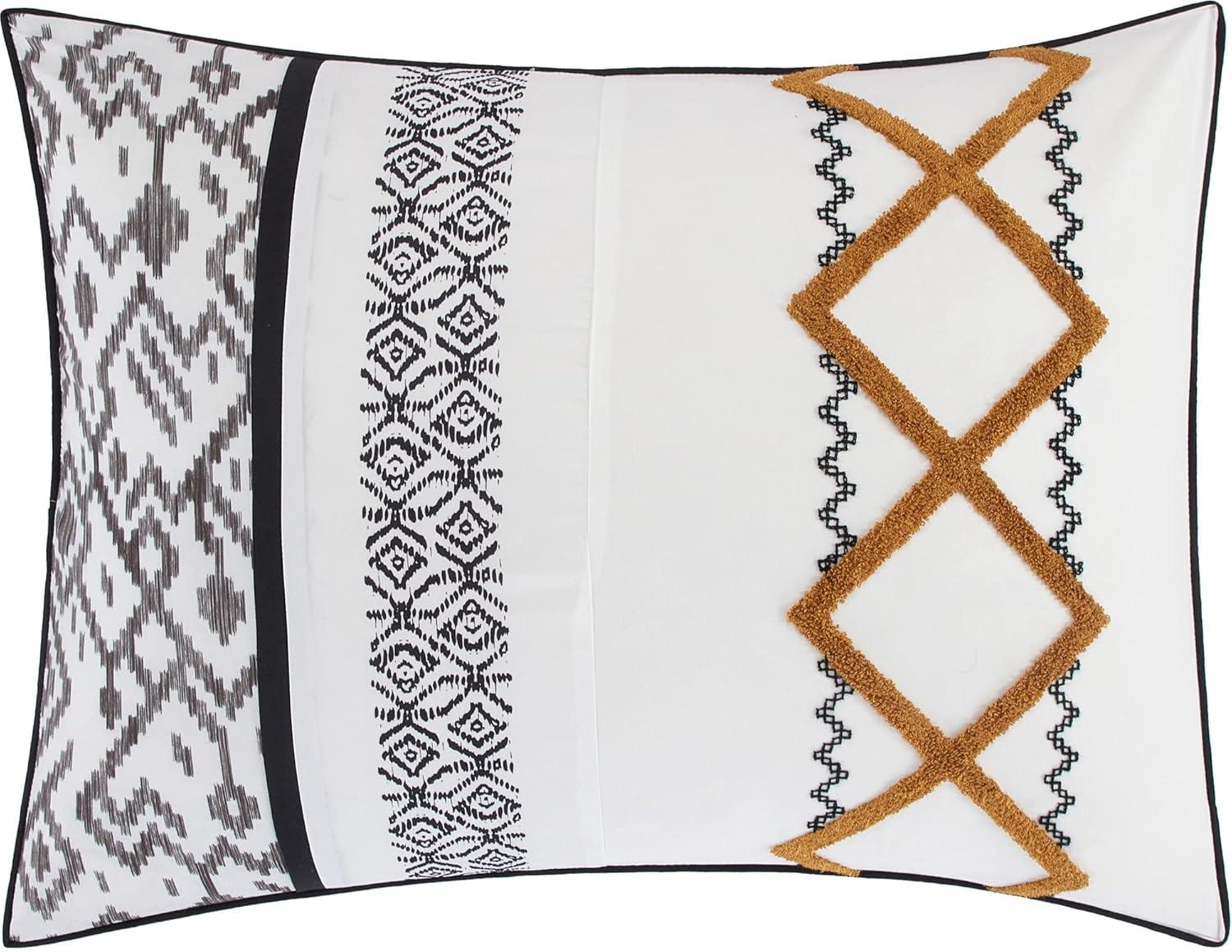 Lanco Luxury Black Gold Comforter Set California King Size , 7 Piece Terry embroidery, All Season Bedding Set