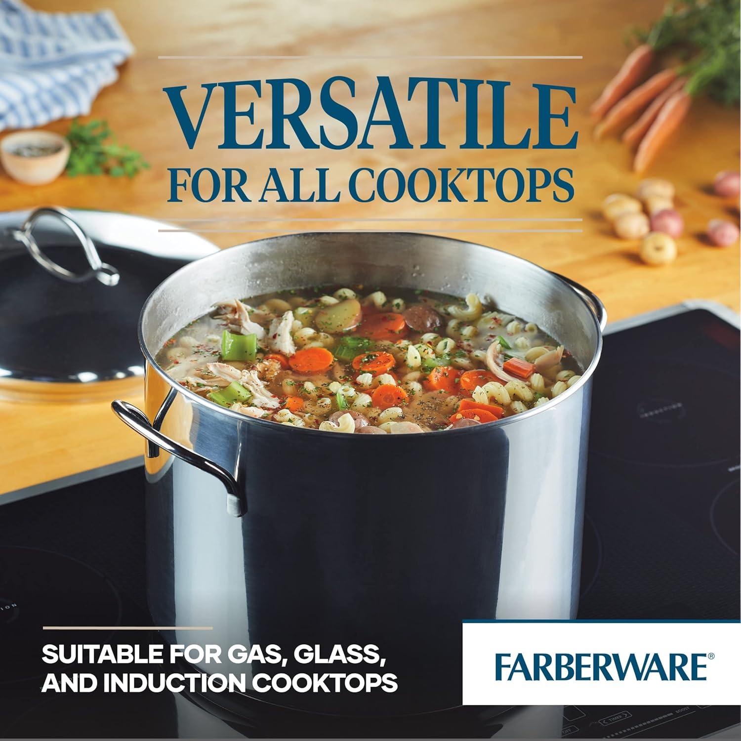 Farberware Classic 16-Quart Stainless Steel Induction Stockpot with Lid