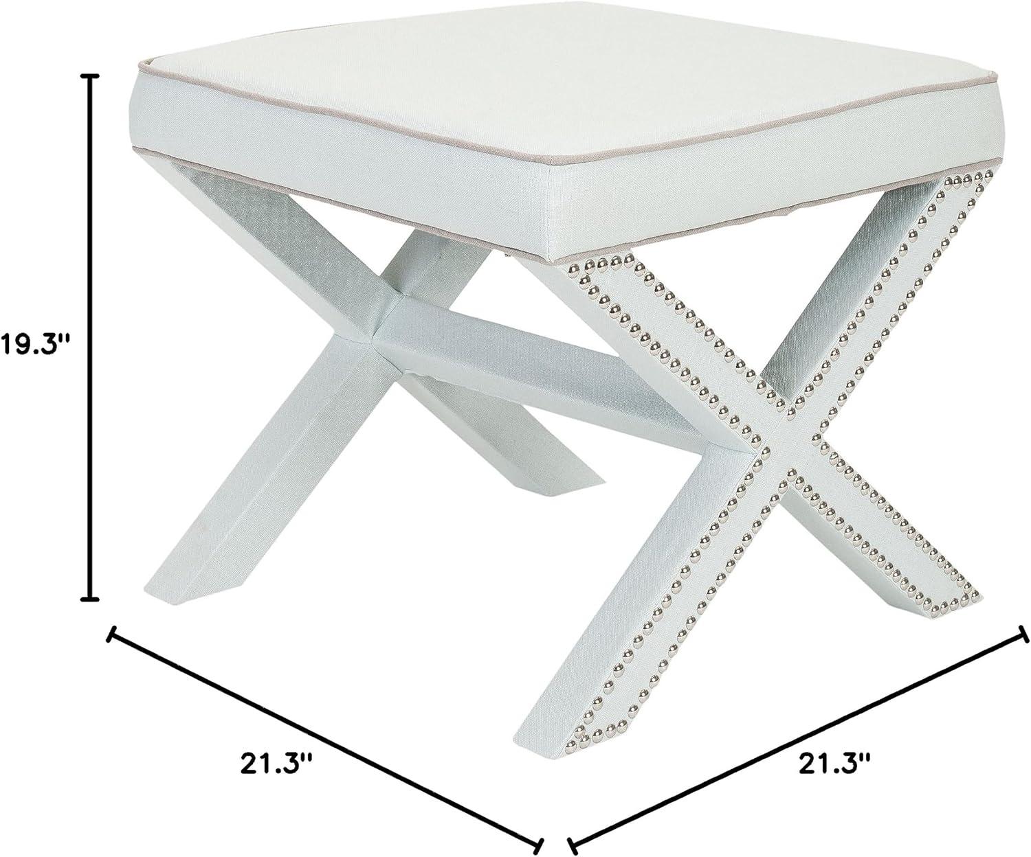 Palmer Ottoman With Silver Nailhead - MCR4589 - Robins Egg Blue - Safavieh