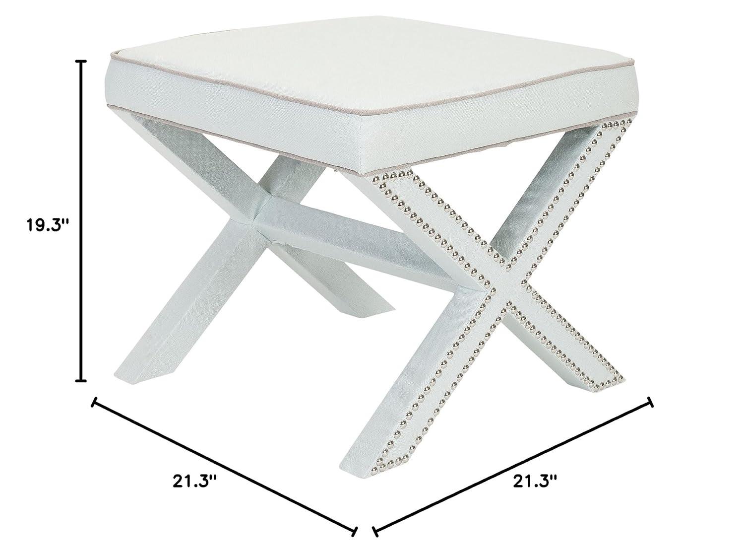 Palmer Ottoman With Silver Nailhead - MCR4589 - Robins Egg Blue - Safavieh