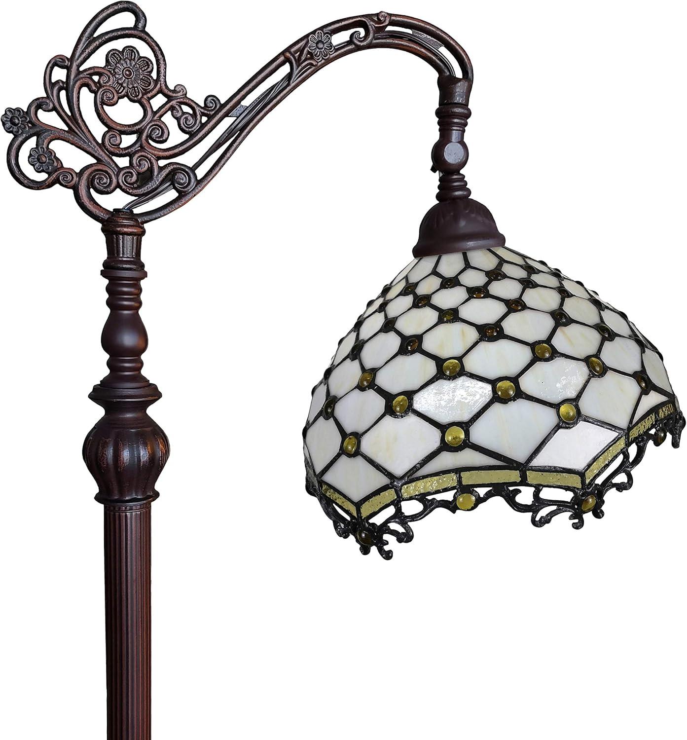 Amora Lighting Tiffany Style Jeweled Reading Floor Lamp 62" High
