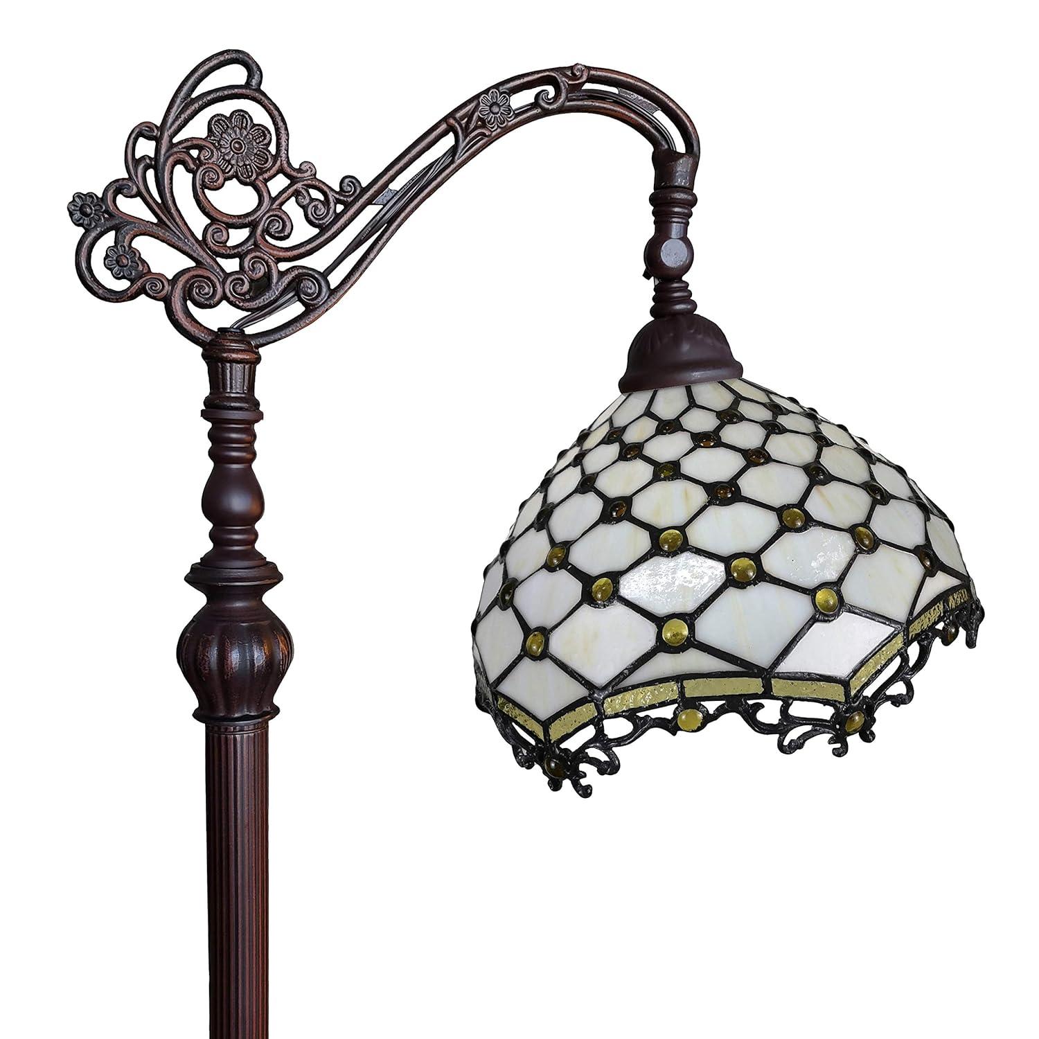 Amora Lighting Tiffany Style Jeweled Reading Floor Lamp 62" High