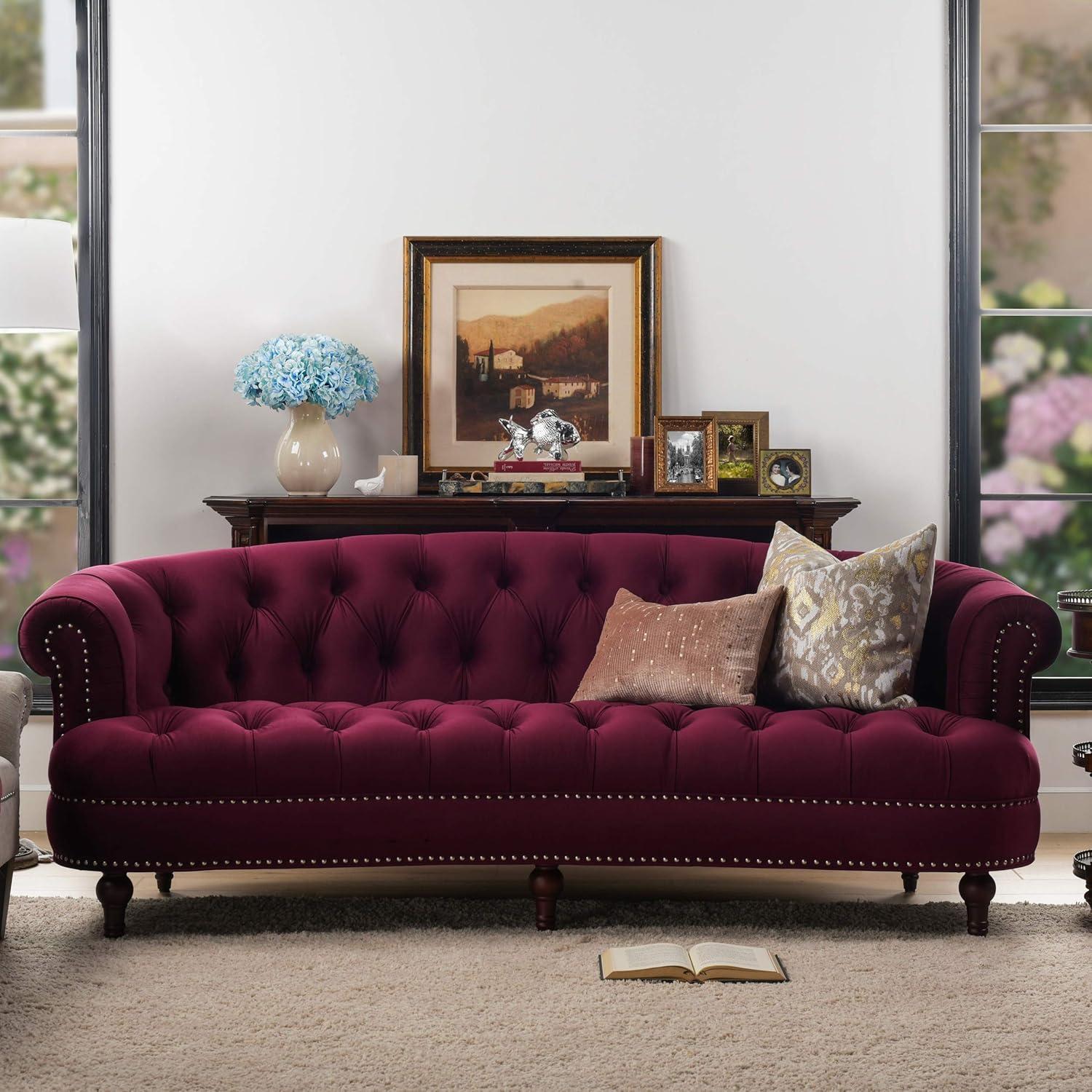 Jennifer Taylor Home La Rosa 42" Victorian Tufted Upholstered Living Room Accent Chair, Burgundy