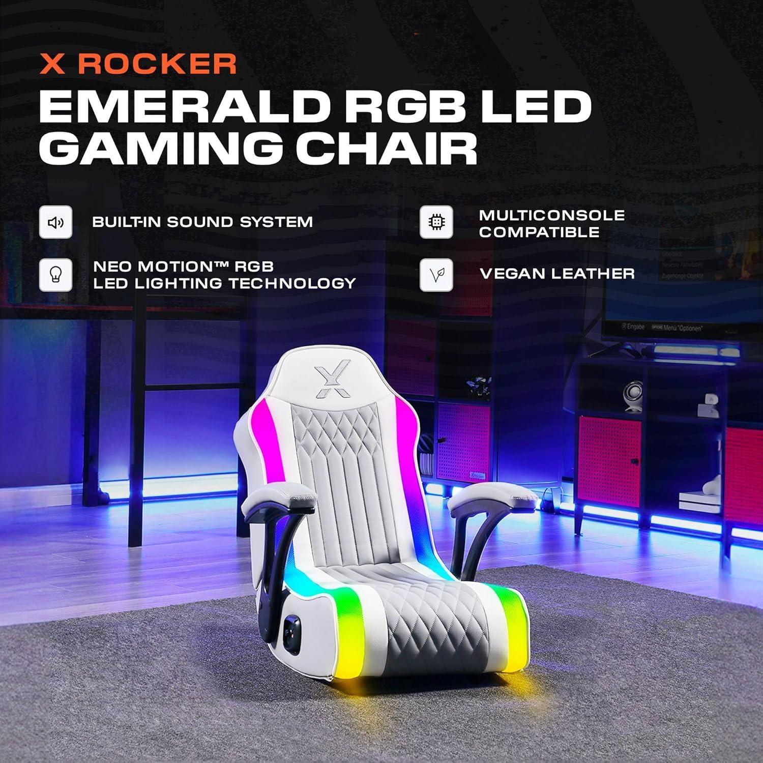 X Rocker Video Gaming Floor Rocker Chair, Built-in Audio, Back to School, Foldable, for Gamers, Bedroom, or Game Room for Boys, Girls, Teens 5-17
