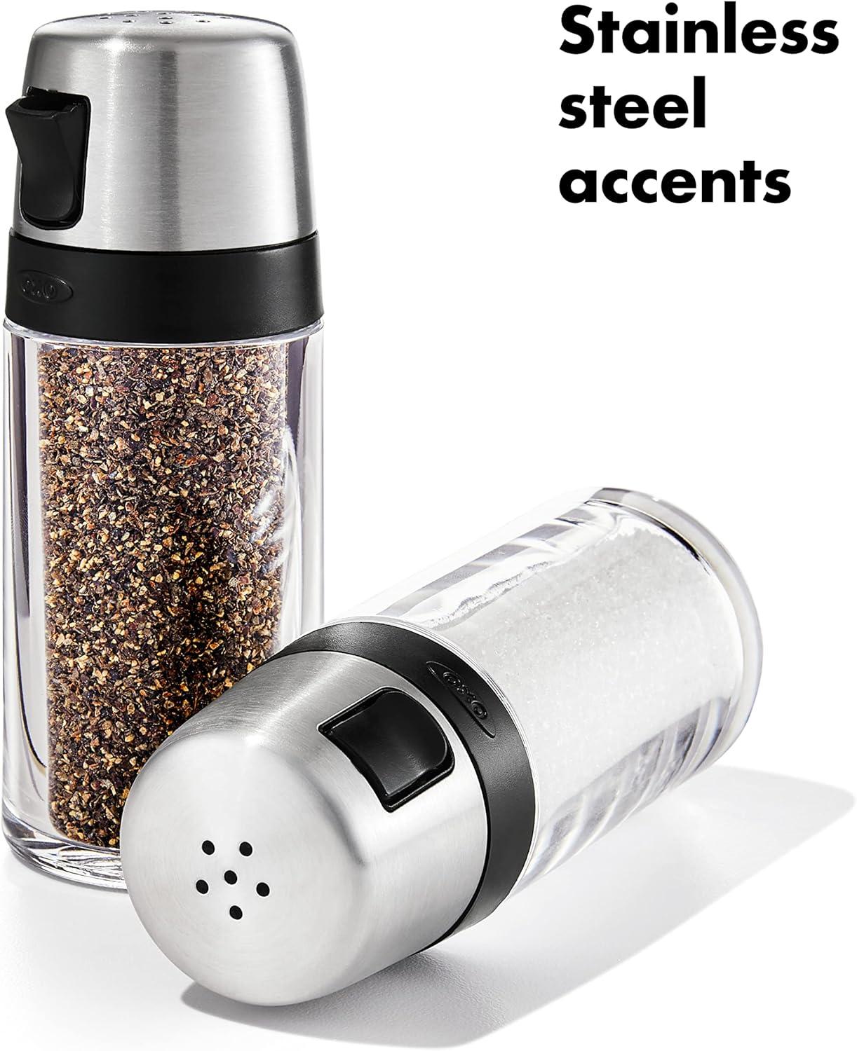 OXO Salt and Pepper Shaker Set, Clear, Stainless Steel