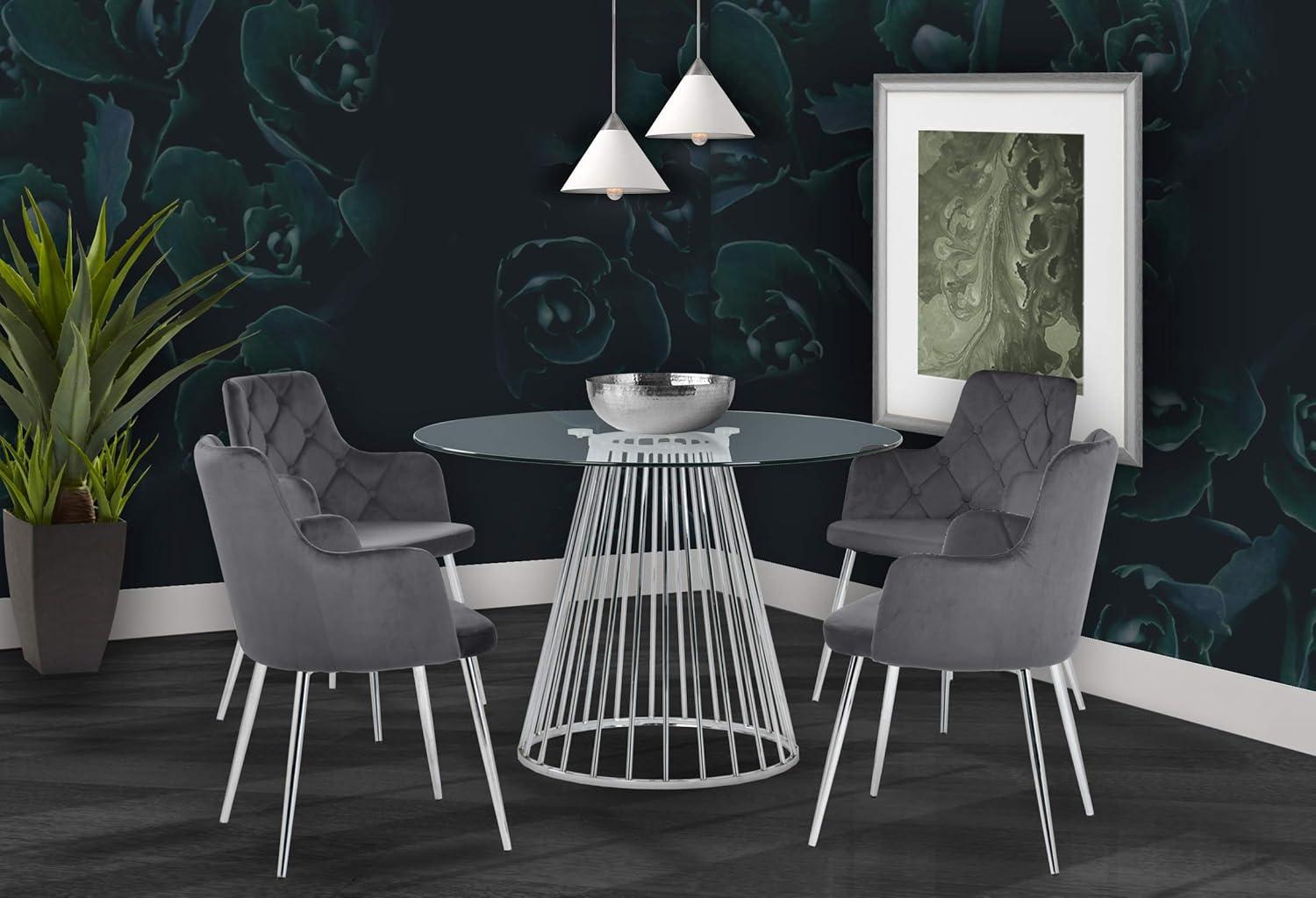 Gio Round Glass and Chrome Contemporary Dining Table